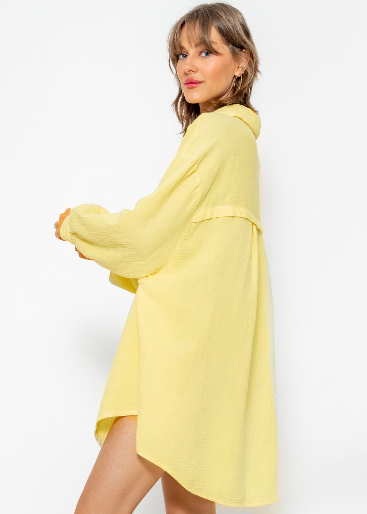 Musselin Bluse oversize, gelb