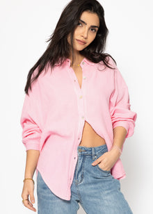 Musselin Bluse oversize, kurz, babyrosa