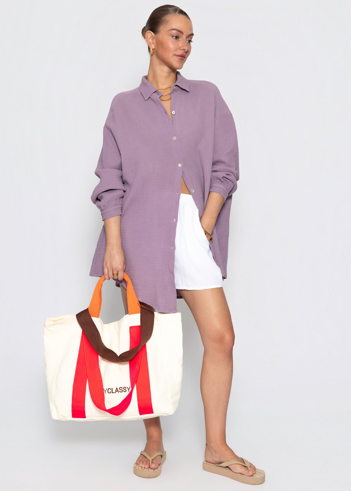 Muslin blouse oversize - violet