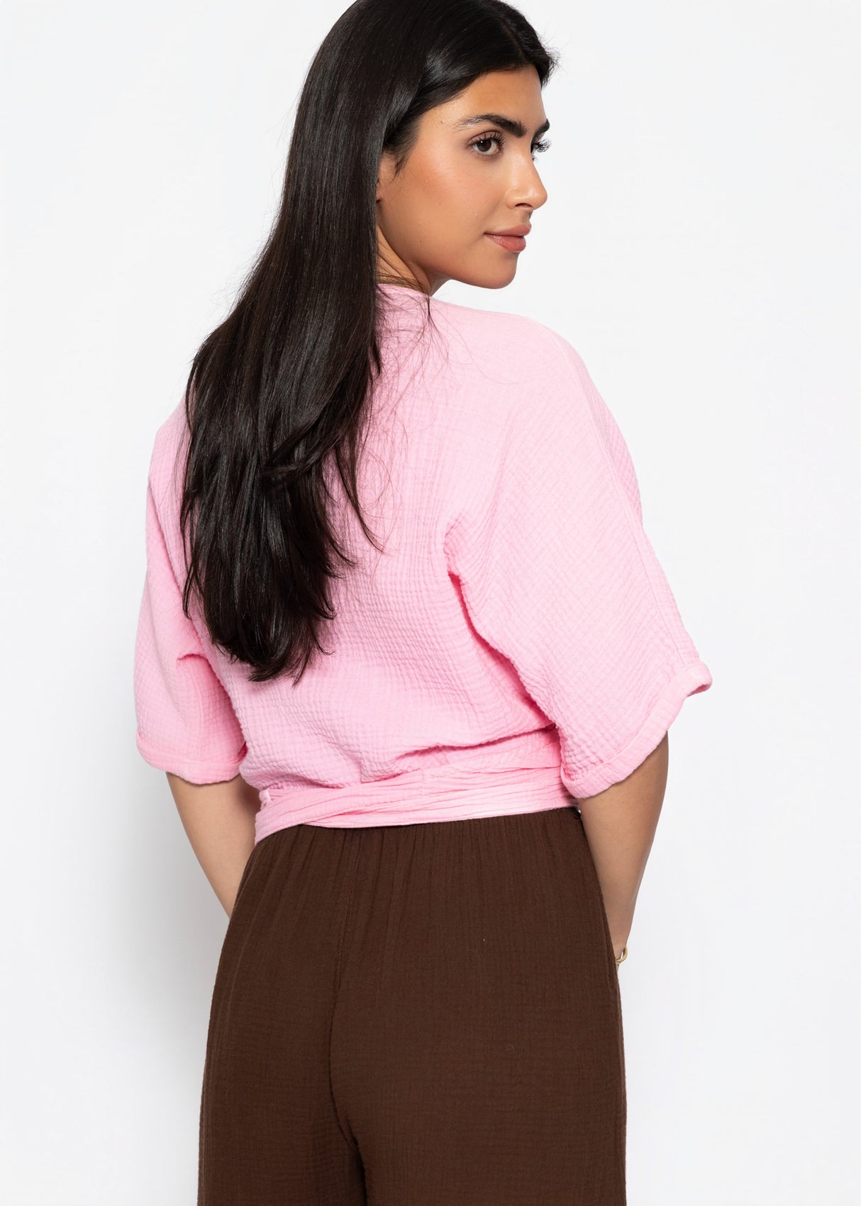 Muslin wrap blouse - baby pink