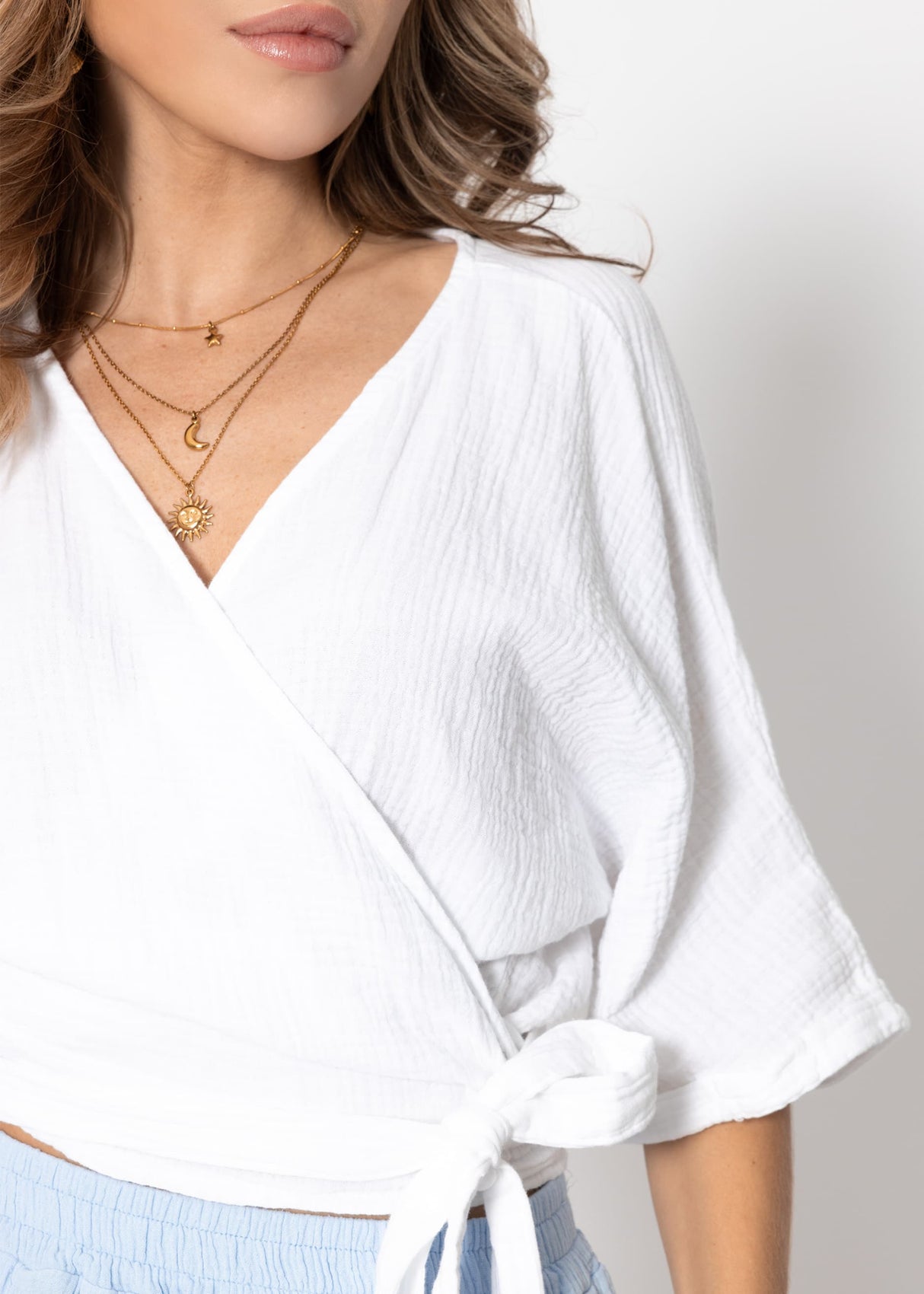 Muslin wrap blouse - white