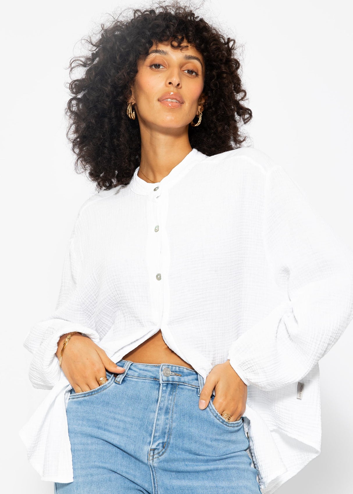 Muslin blouse shirt oversize - white