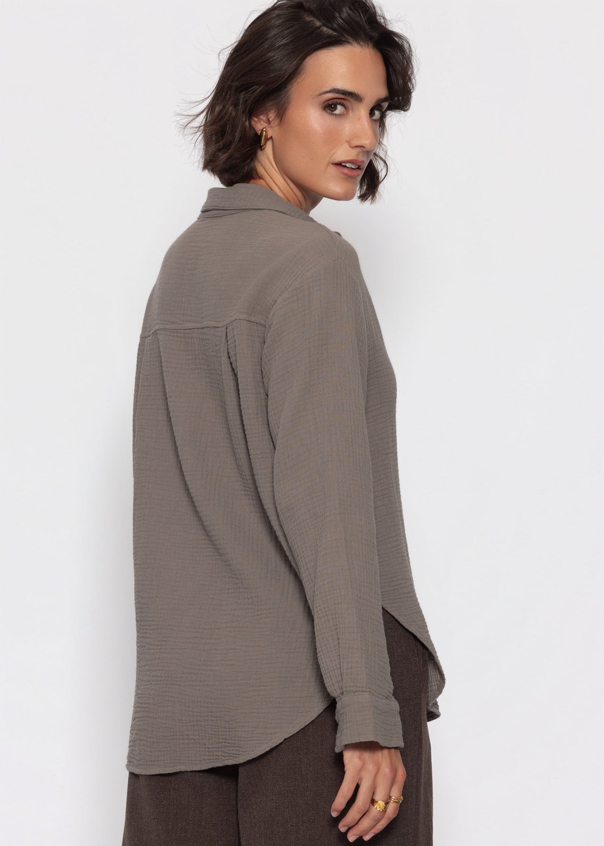 Musselin Hemdbluse - taupe