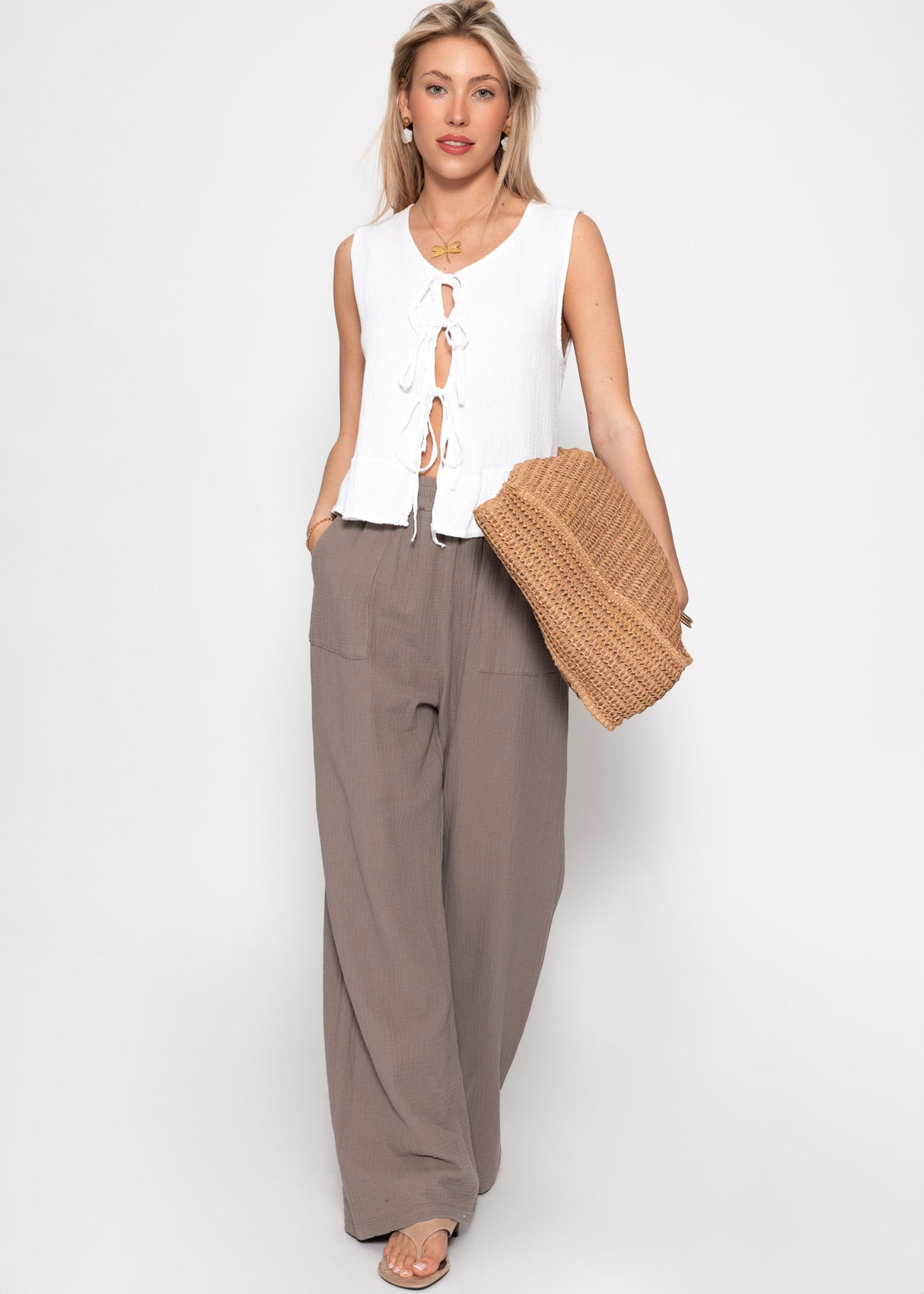Muslin pants - taupe