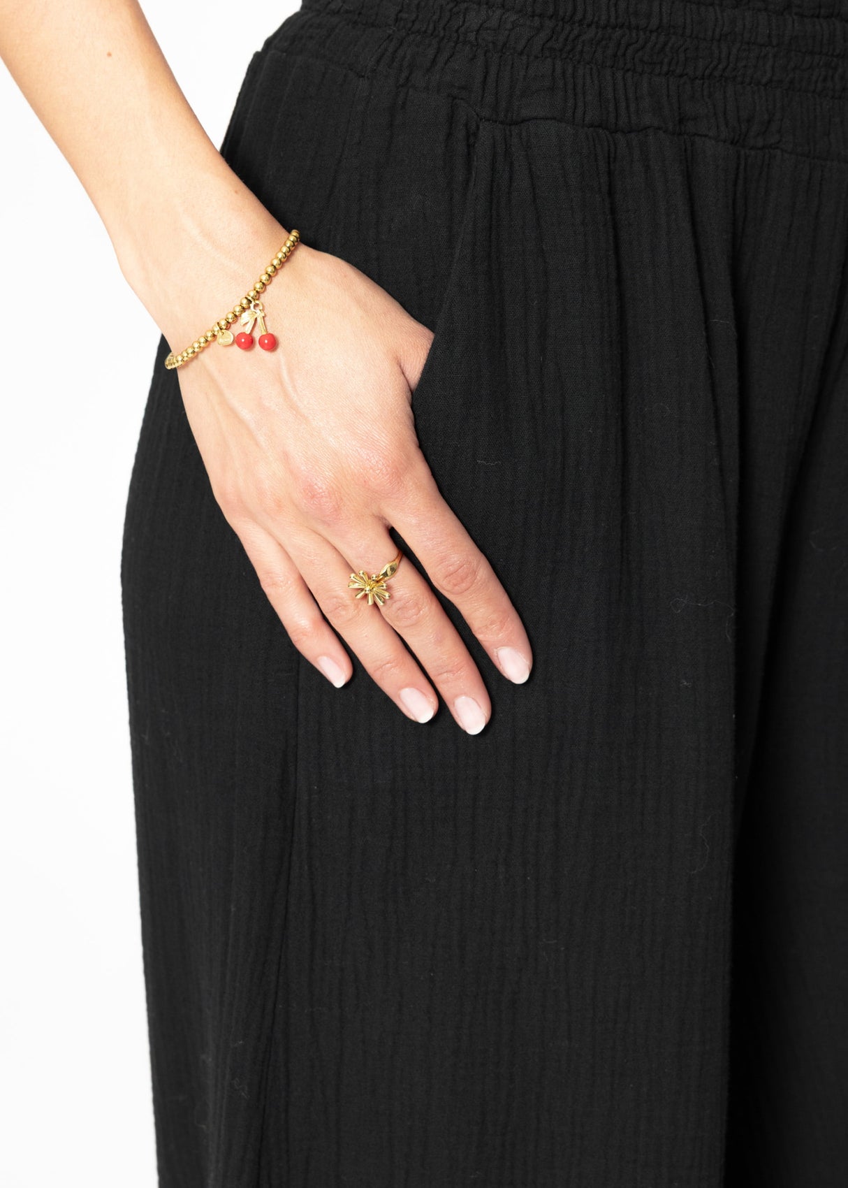 Muslin wide-leg pants - black