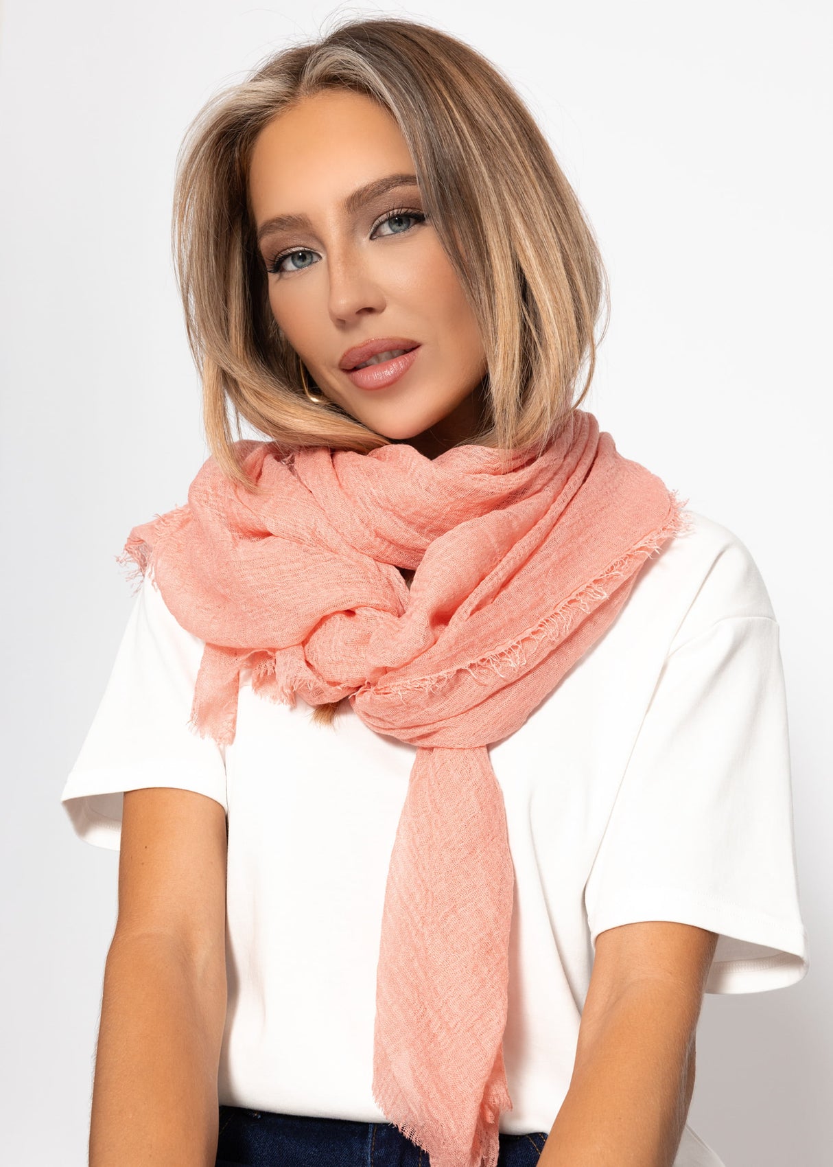 Muslin scarf - salmon pink
