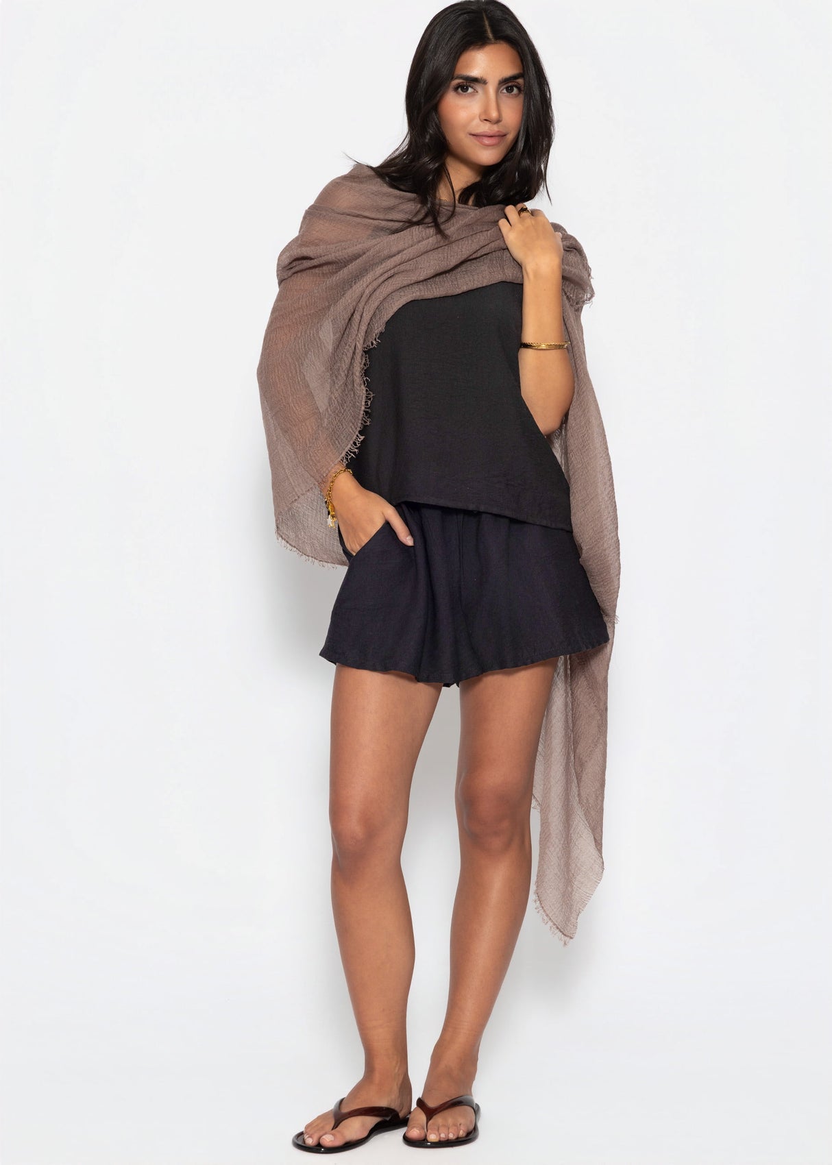 Musselin Schal - mocha