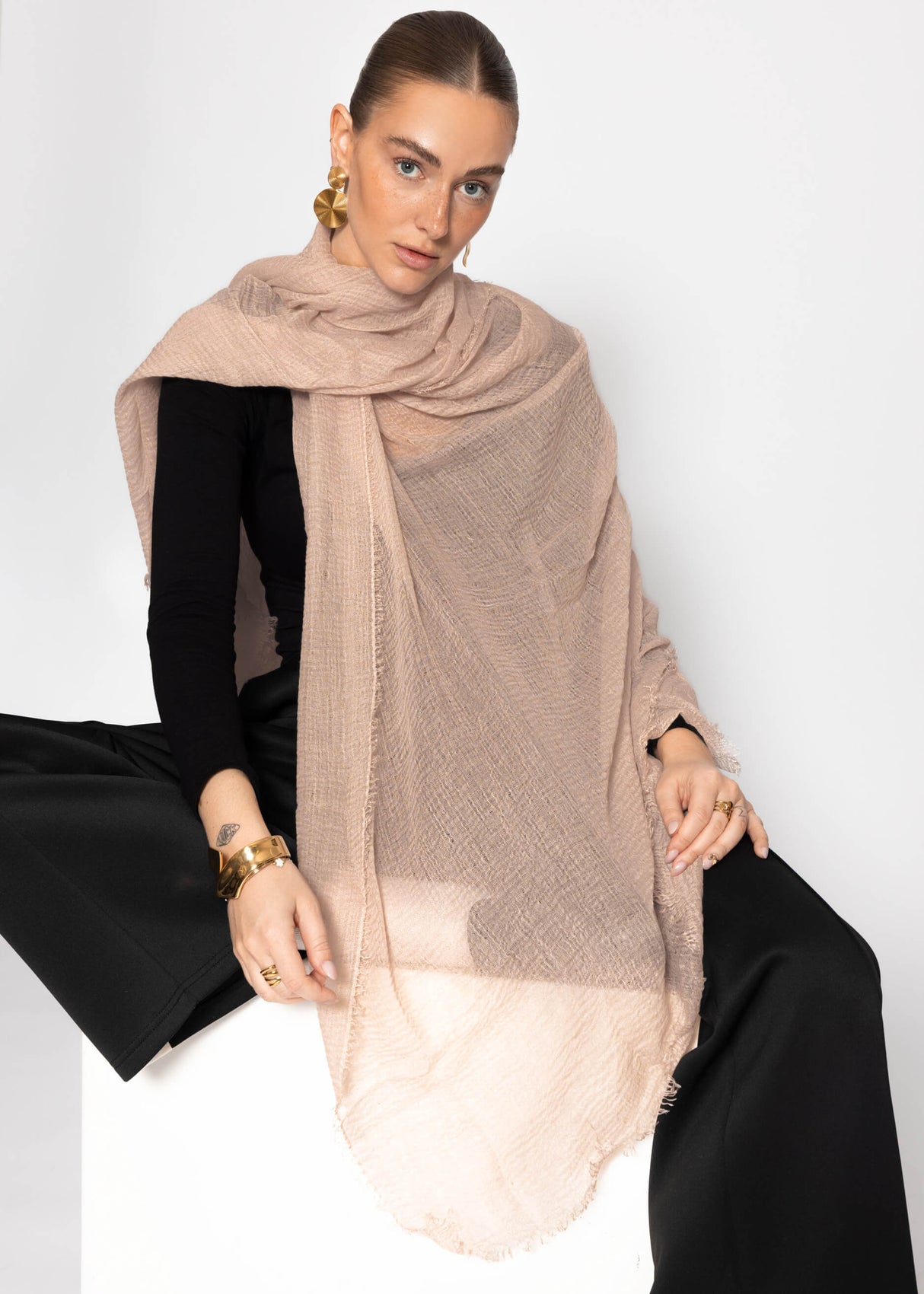 Muslin scarf, taupe