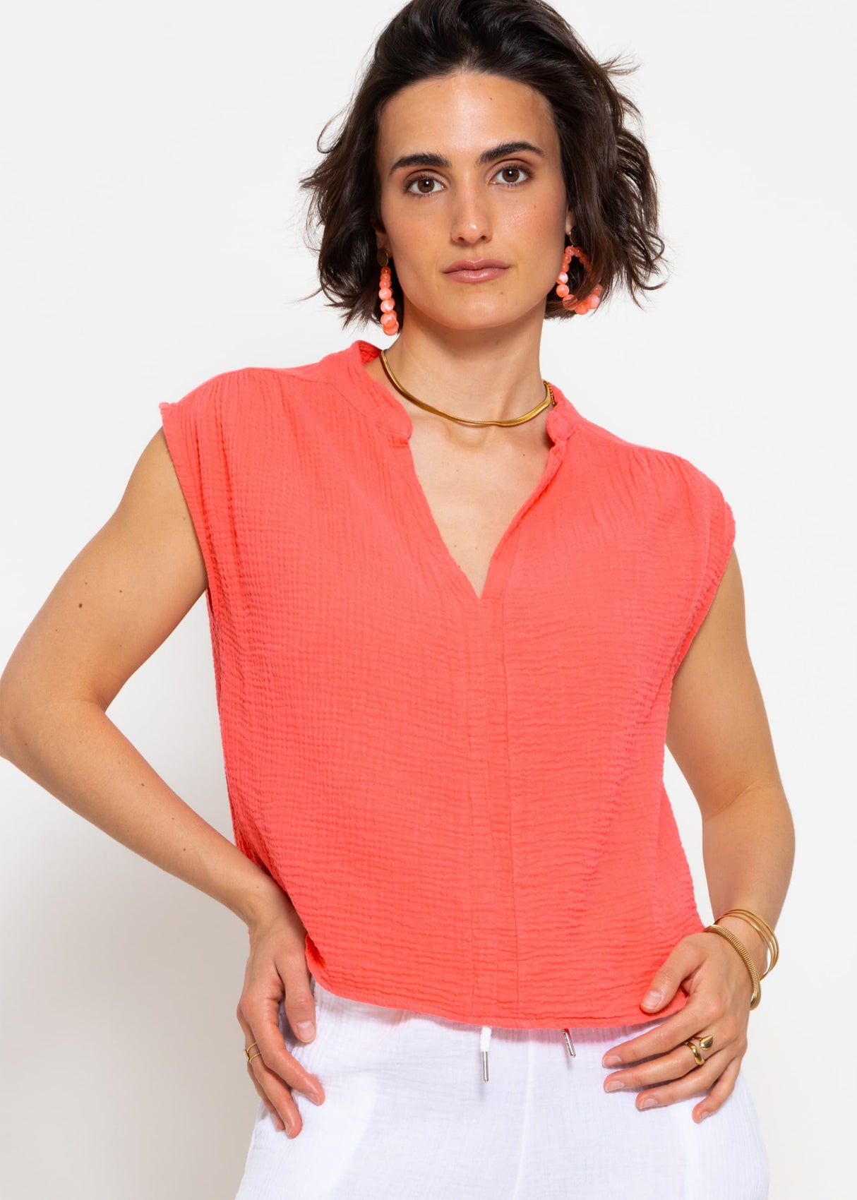 Muslin shirt - coral