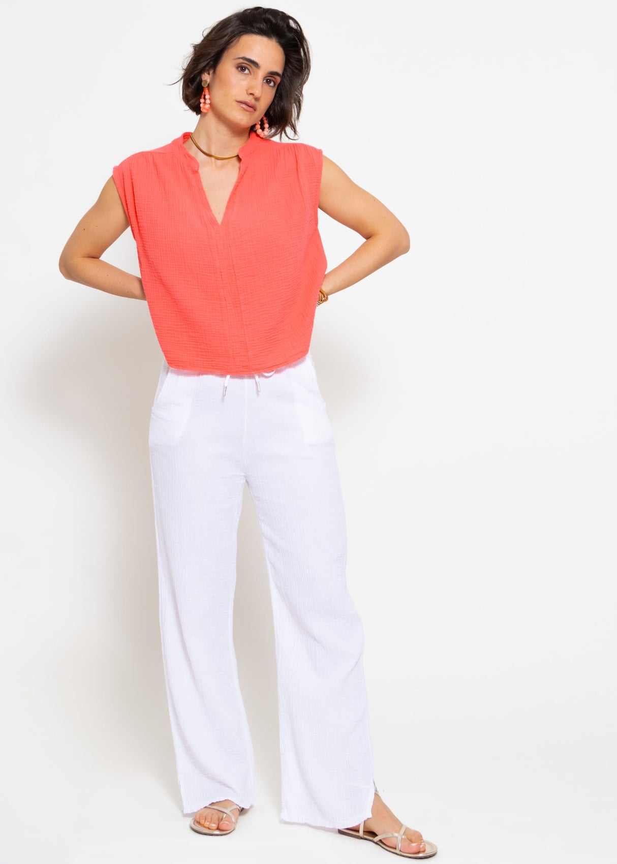 Muslin shirt - coral