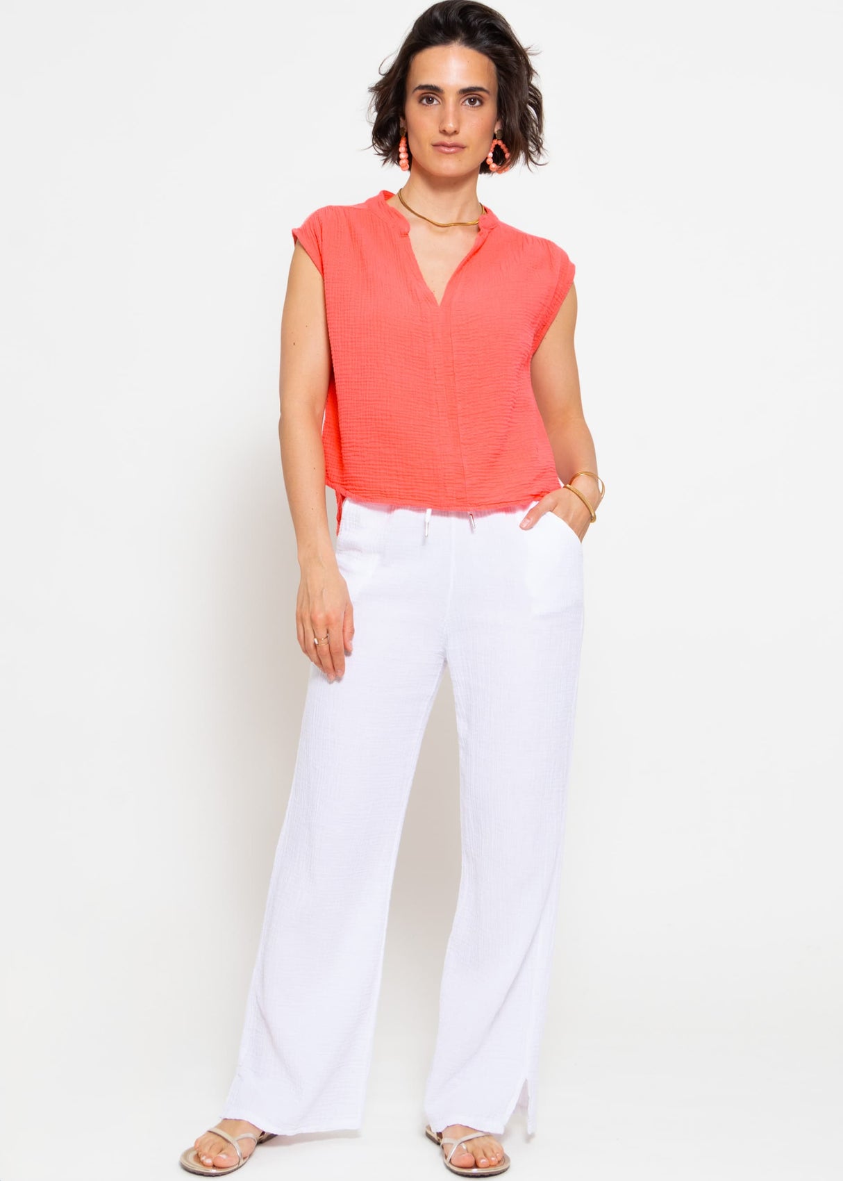 Muslin shirt - coral