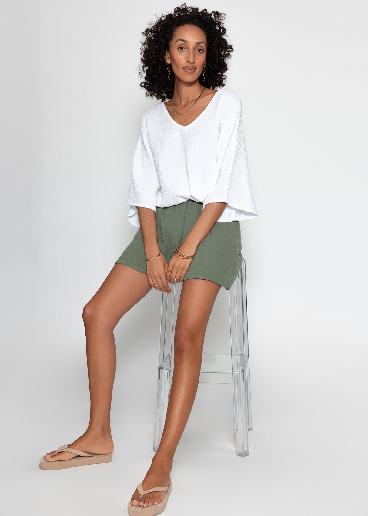 Musselin shorts - Khaki