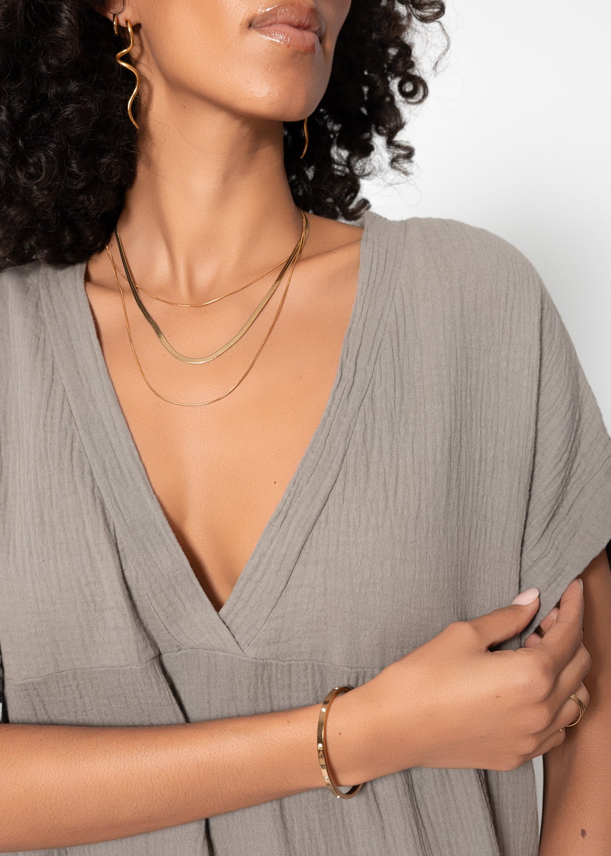 Musselin Strandkleid - taupe