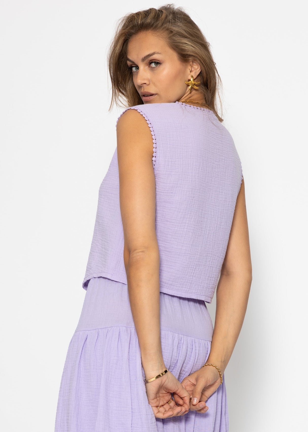 Musselin top with loops - lilac