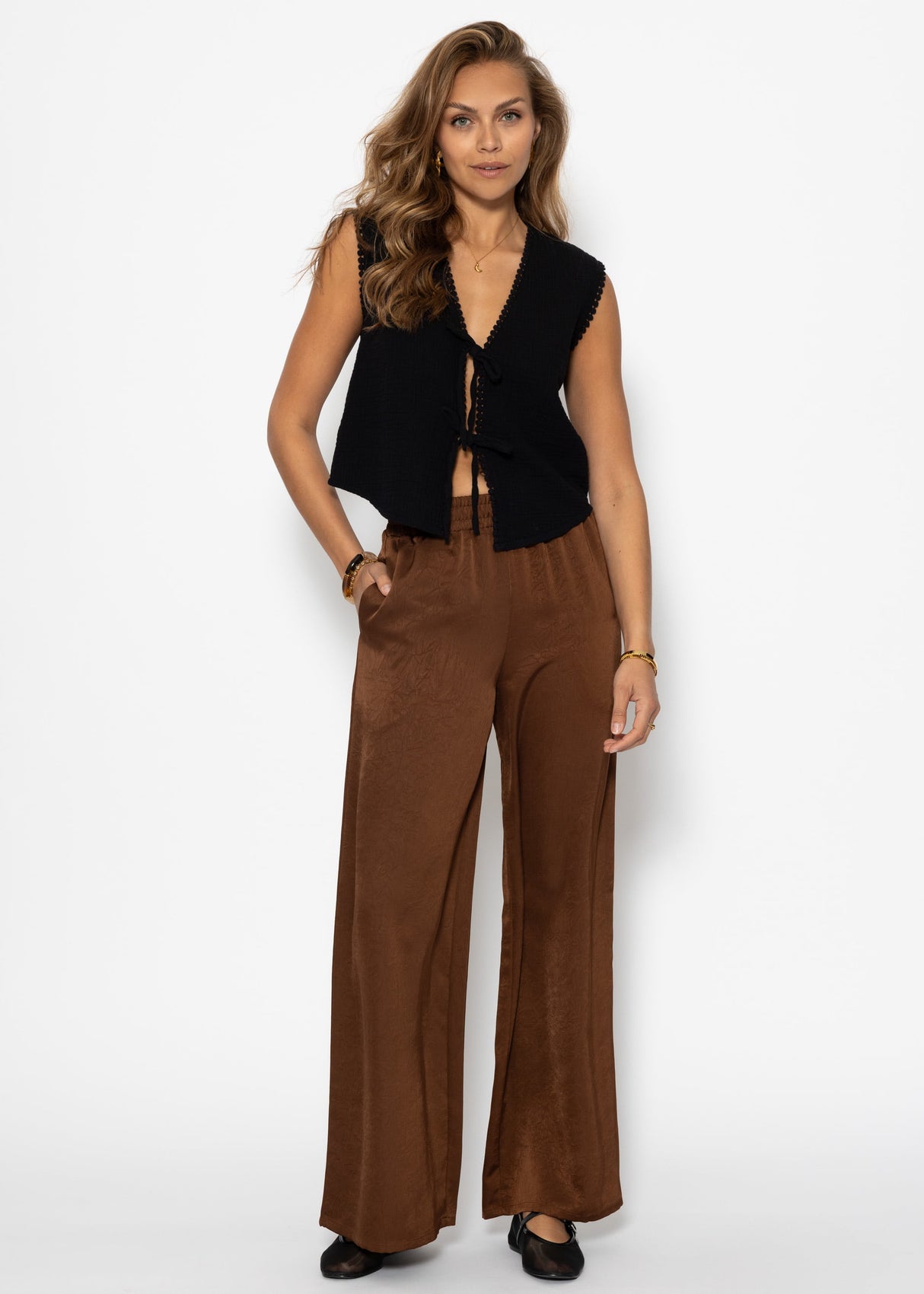 Musselin top with grinding - black