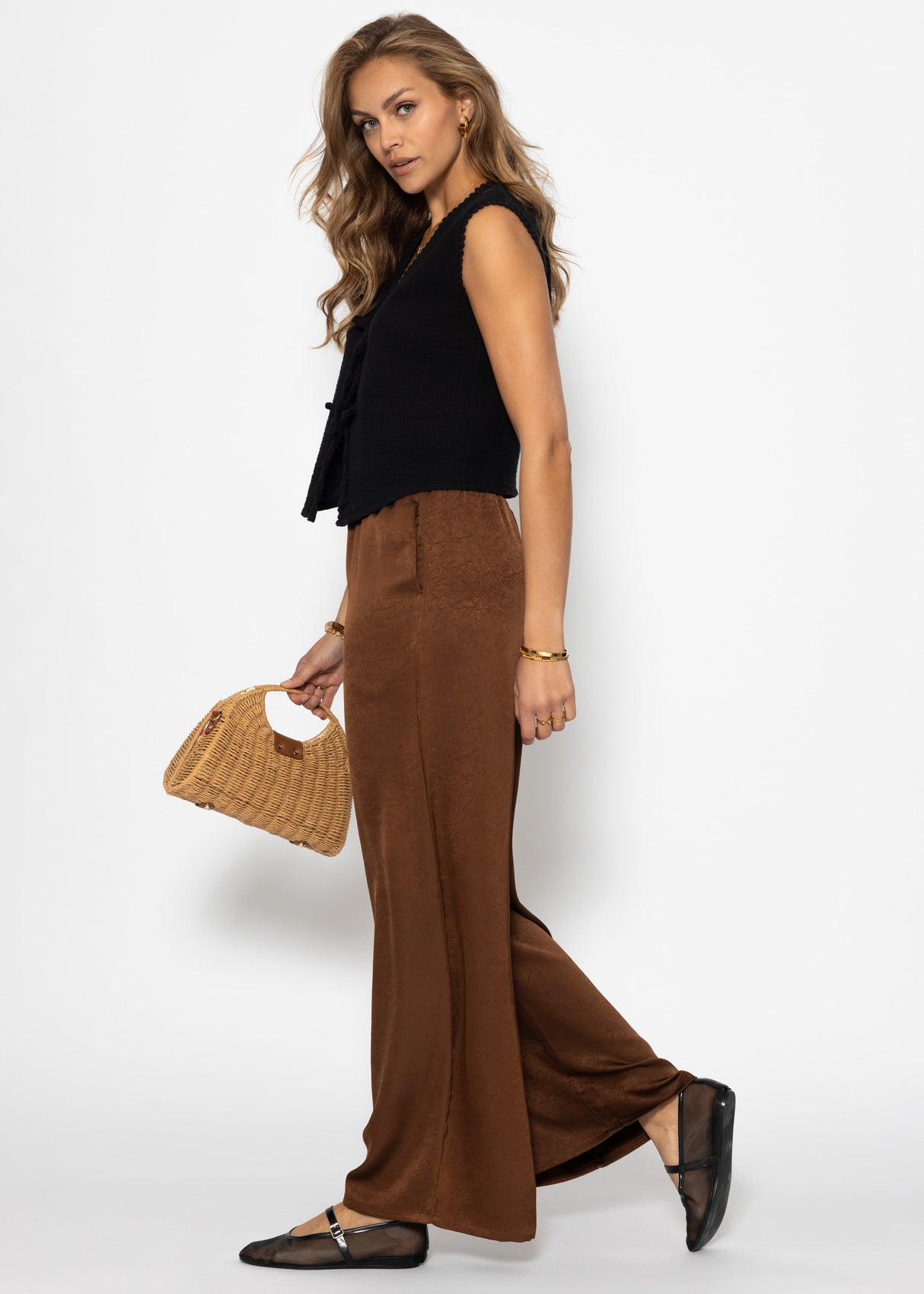 Musselin top with grinding - black