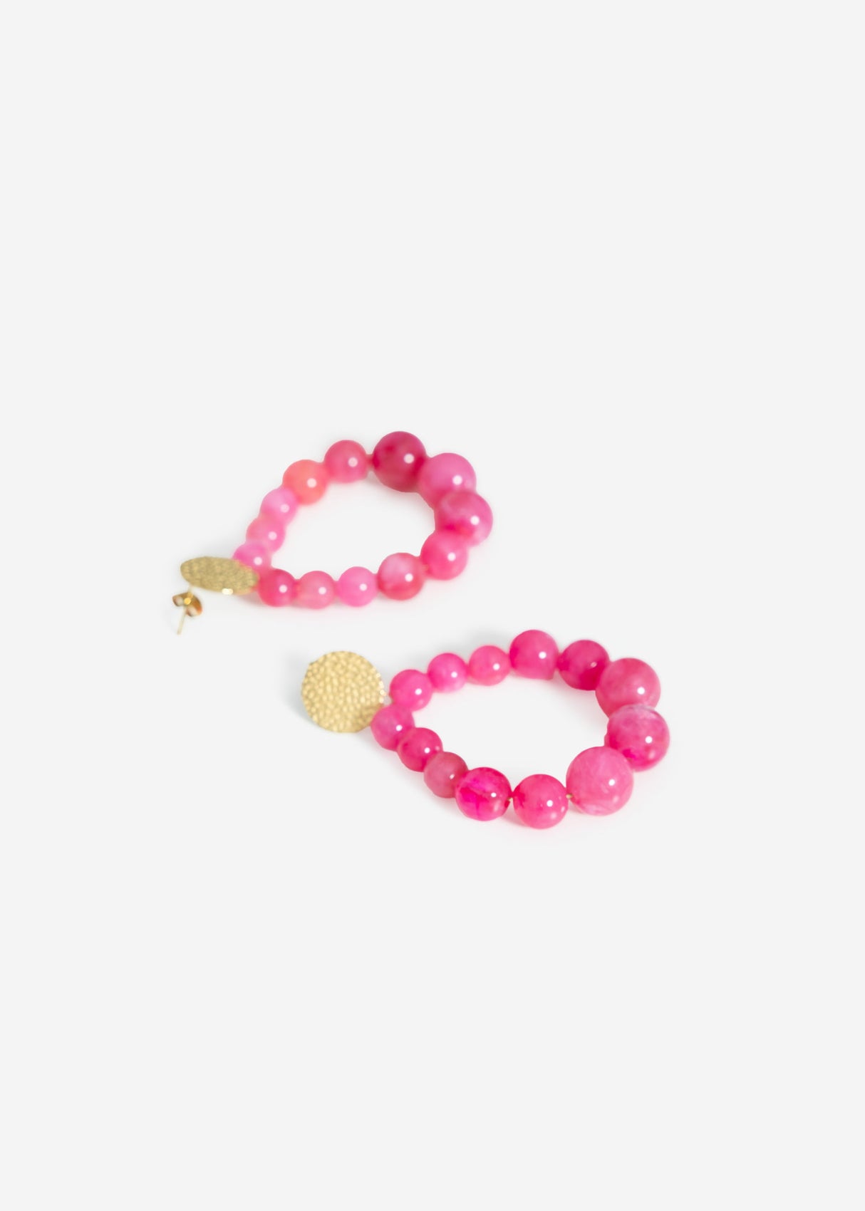 Ear connector gold with pearls - pink
