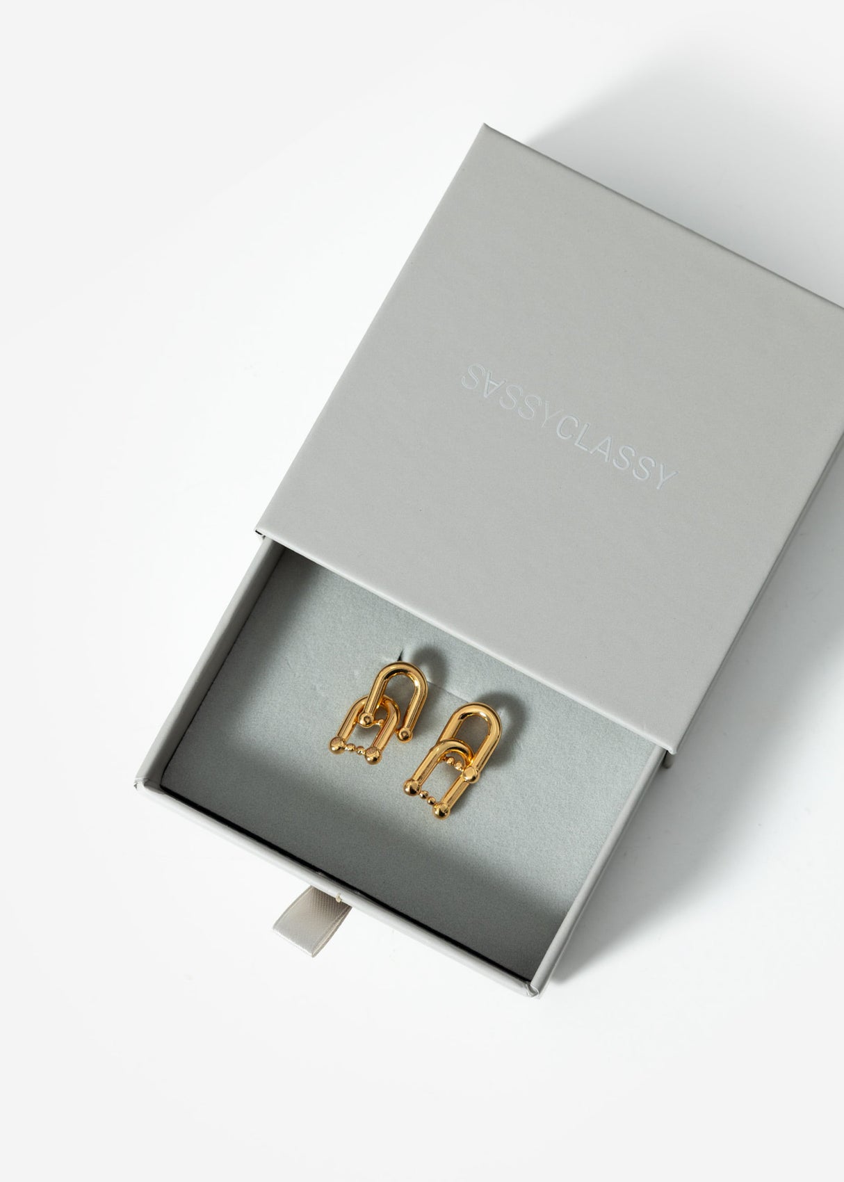 Ohrstecker mit Kettenglied-Design - gold