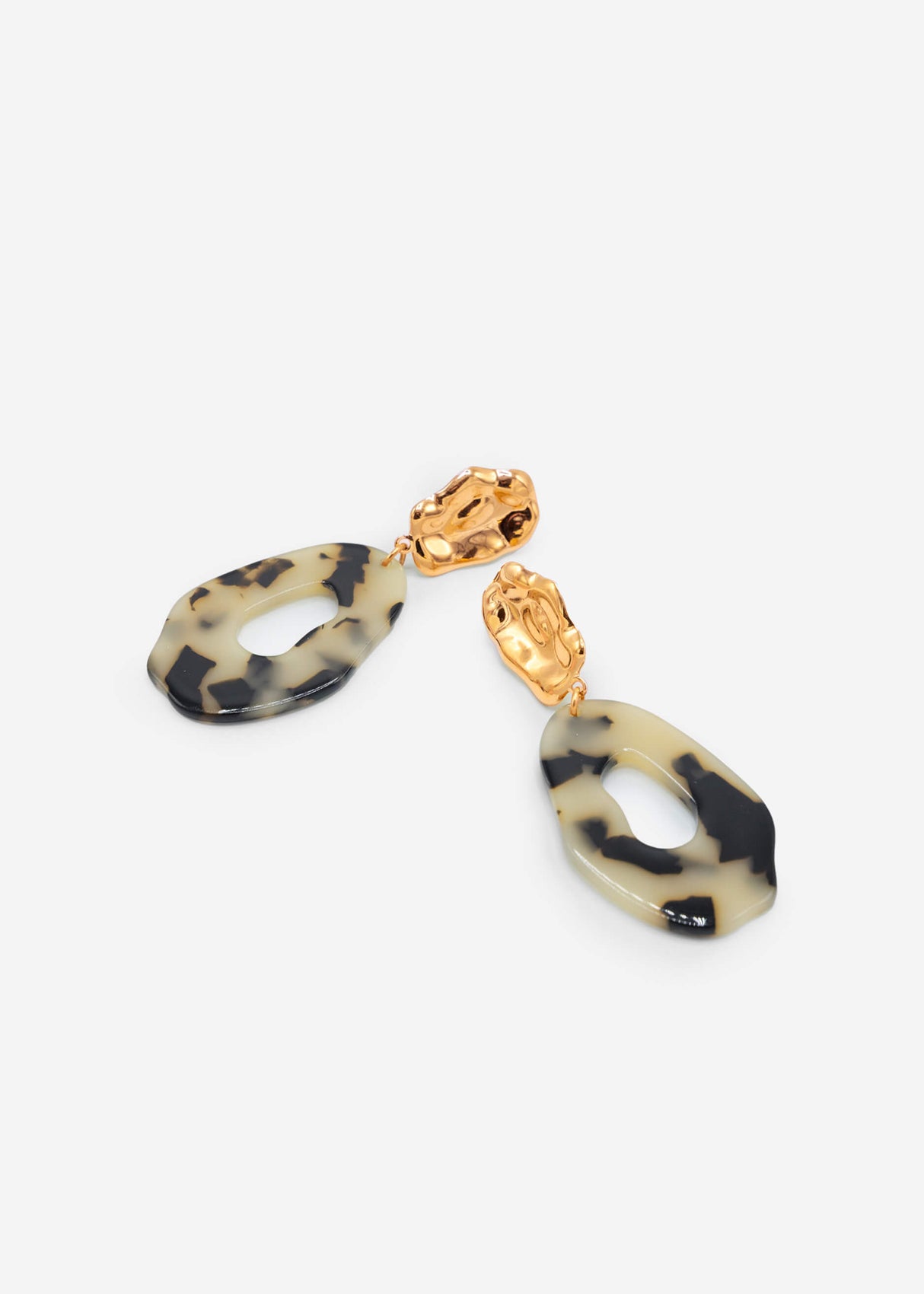 Stud earrings with brown pendant - gold