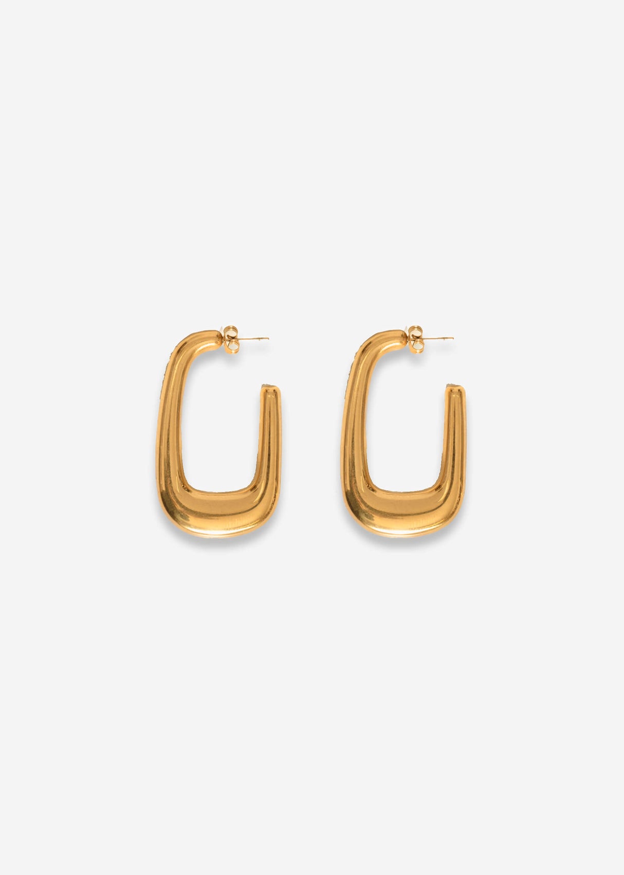 Square-design stud earrings - gold