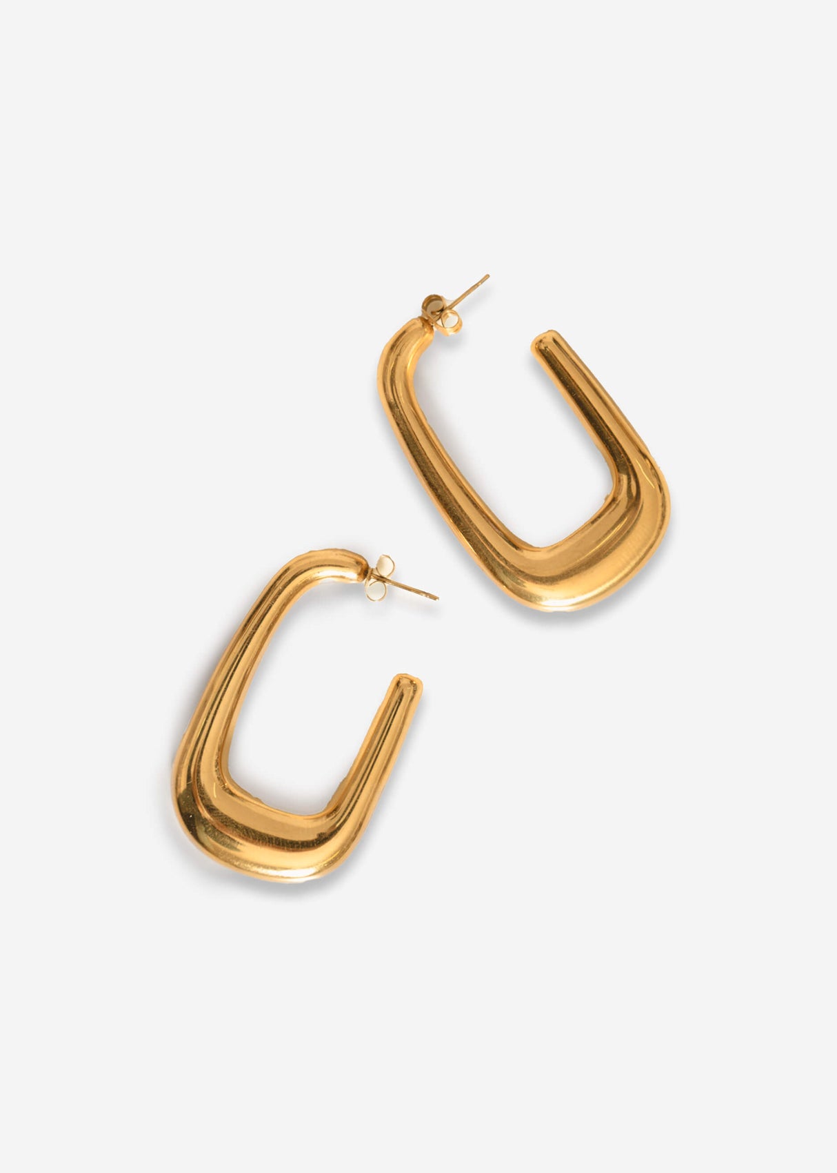 Square-design stud earrings - gold