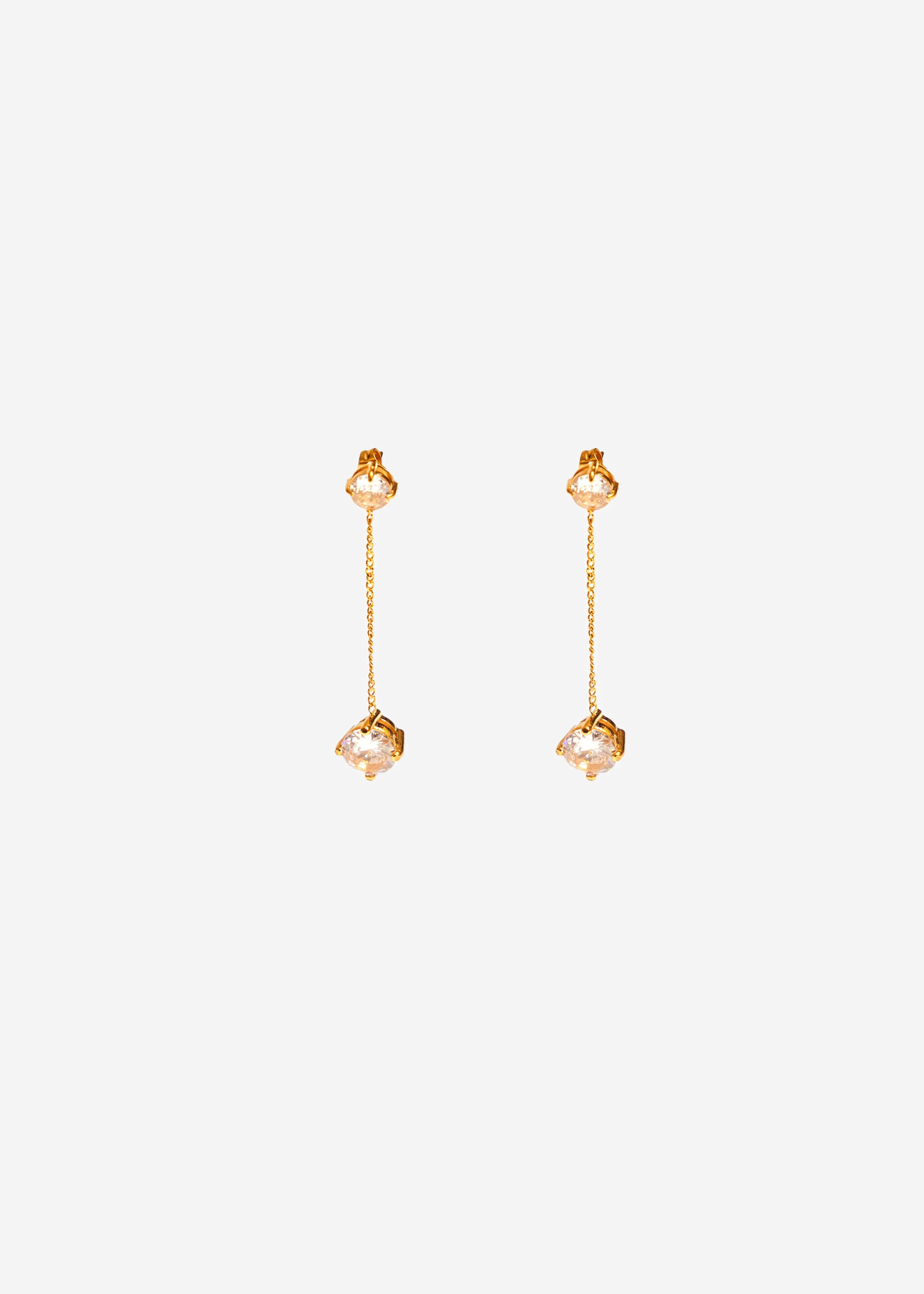 Ear connector with hanging sparkling stone - gold