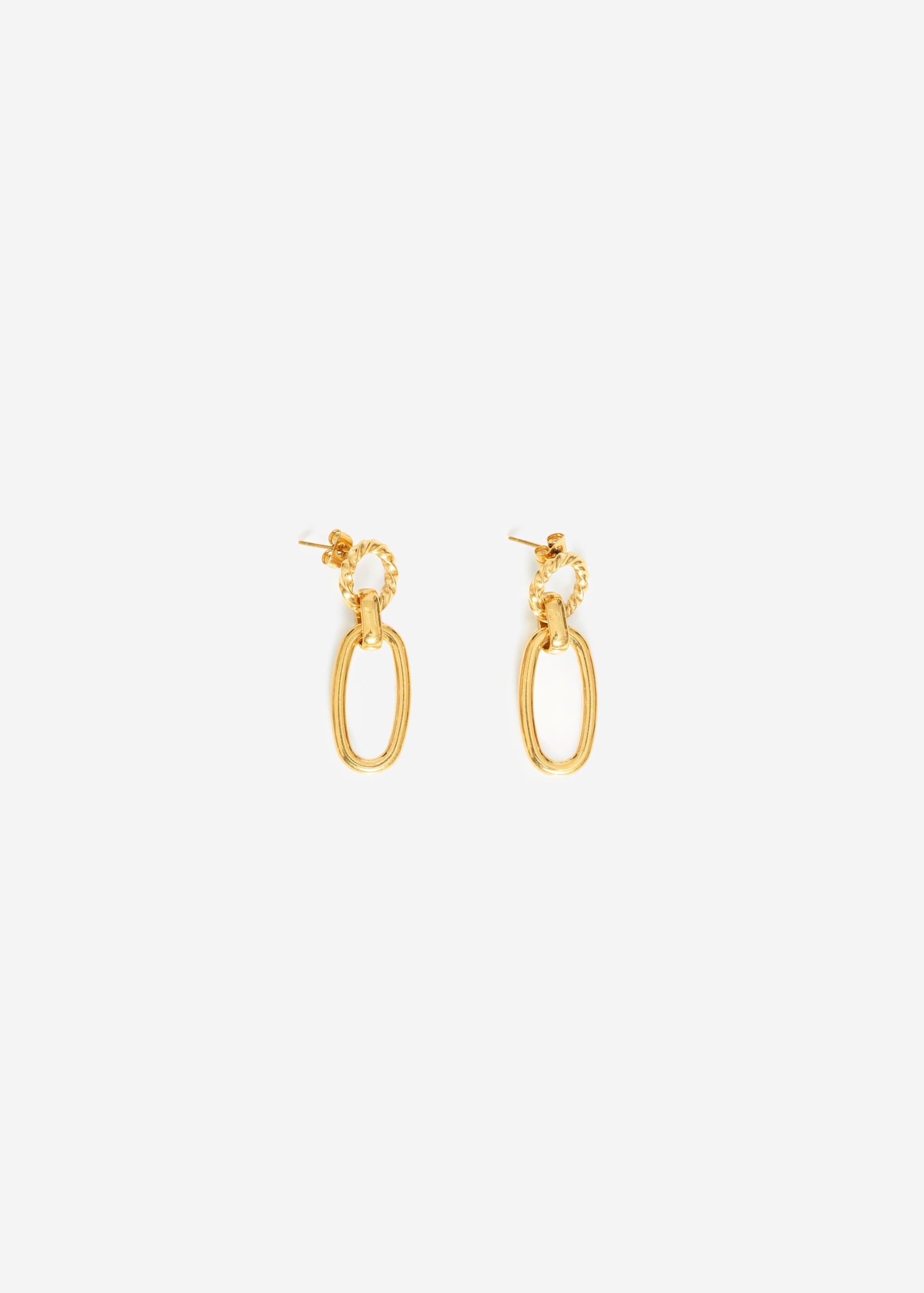 Ear connector with a hanging oval - gold