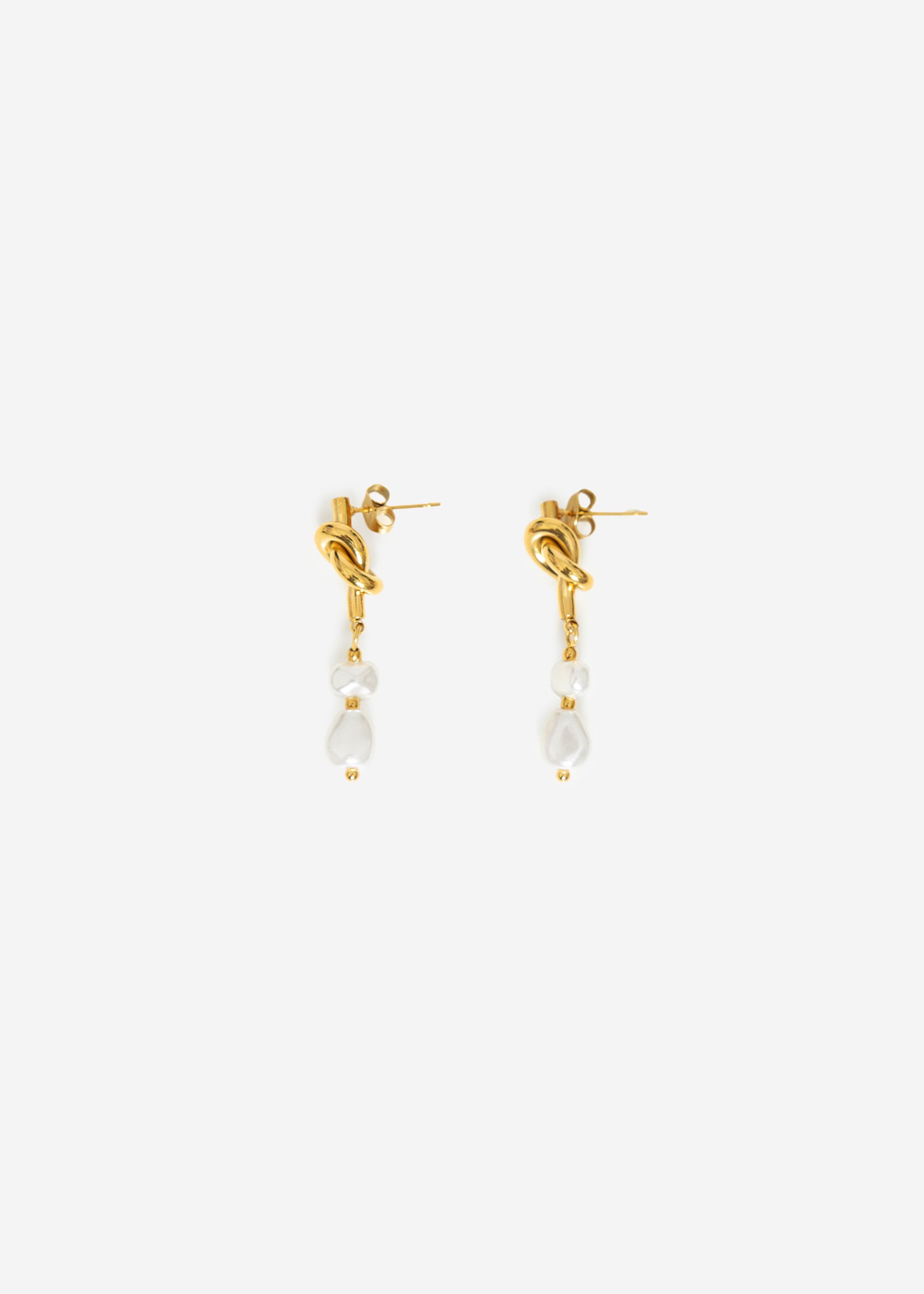 Ear connector with knot and pearl trailer - gold