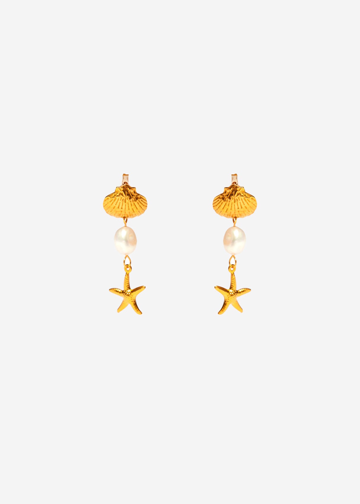 Ohrstecker mit Muschel und Seestern - gold