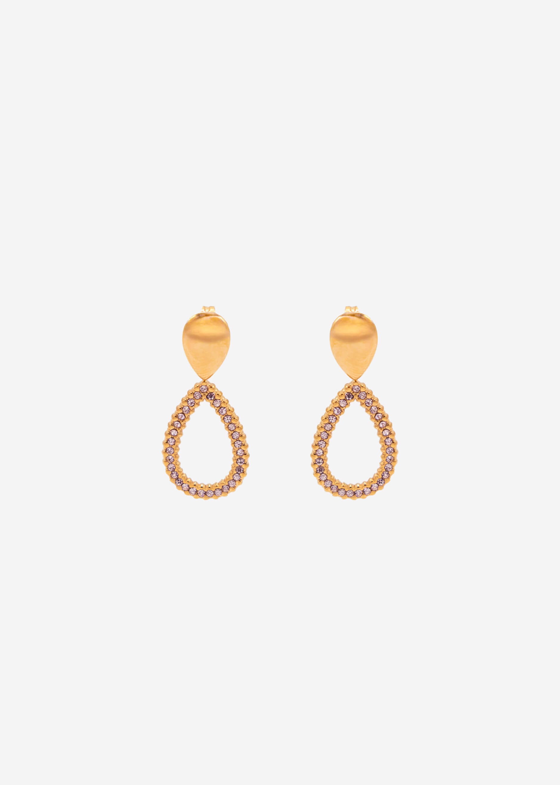 Stud earrings with gemstones - gold
