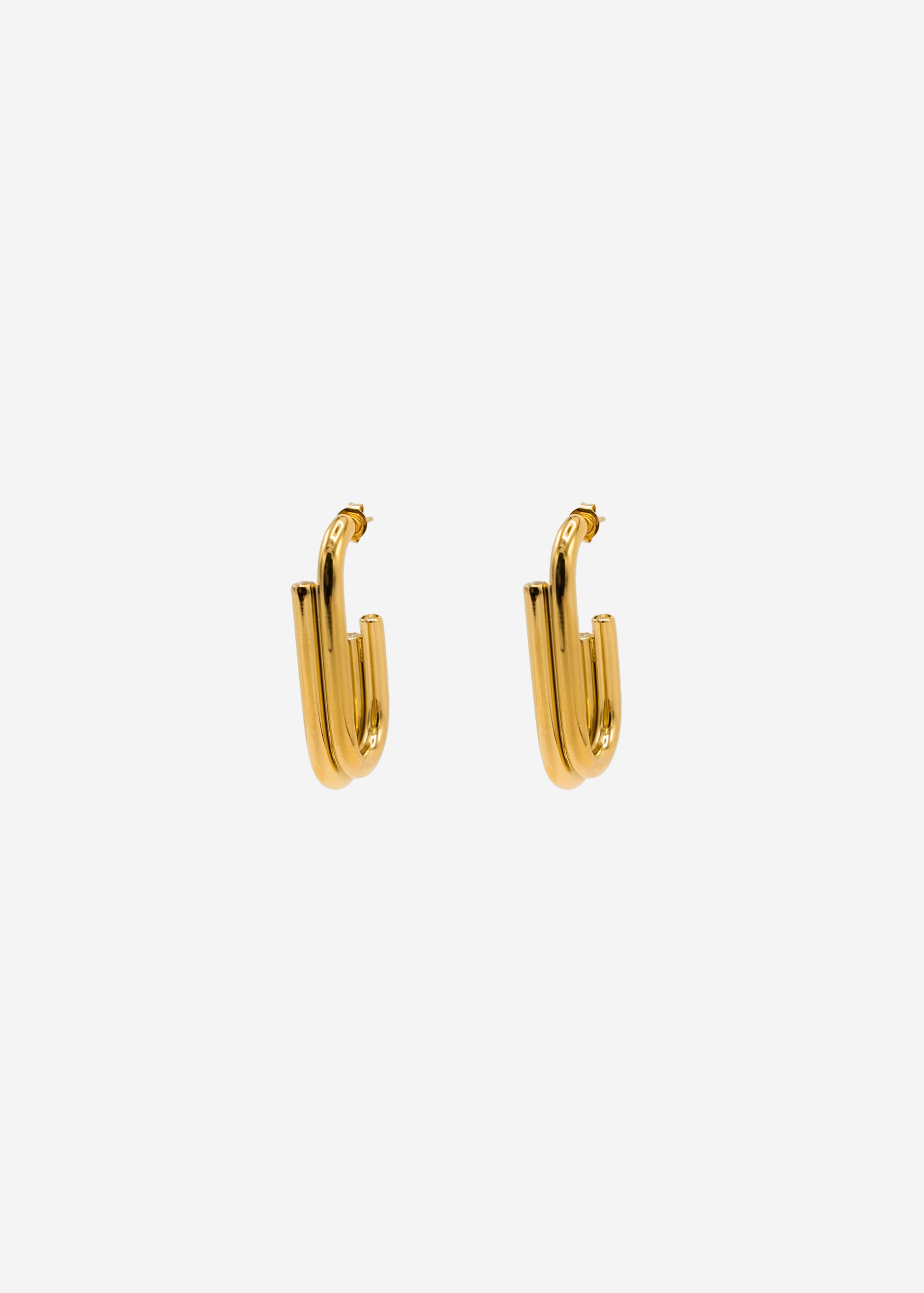 Oval, double half-creole earrings - gold