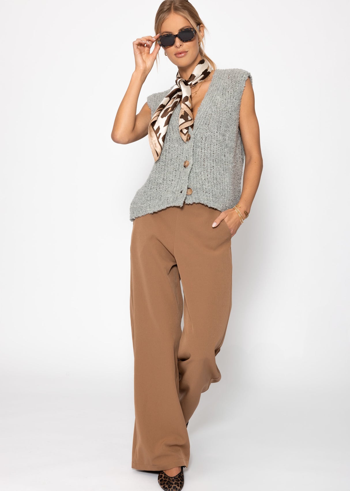 Oversize, ärmellose Weste - hellgrau