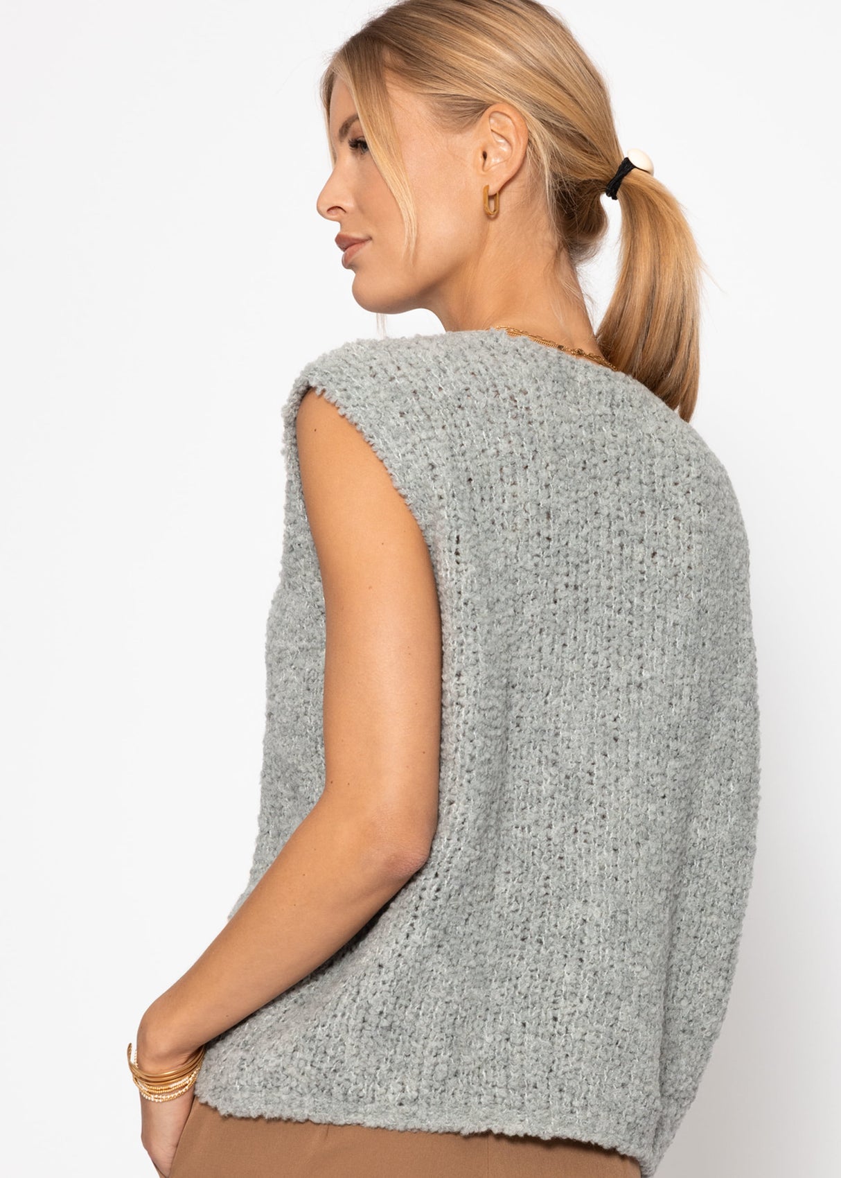 Oversize, ärmellose Weste - hellgrau