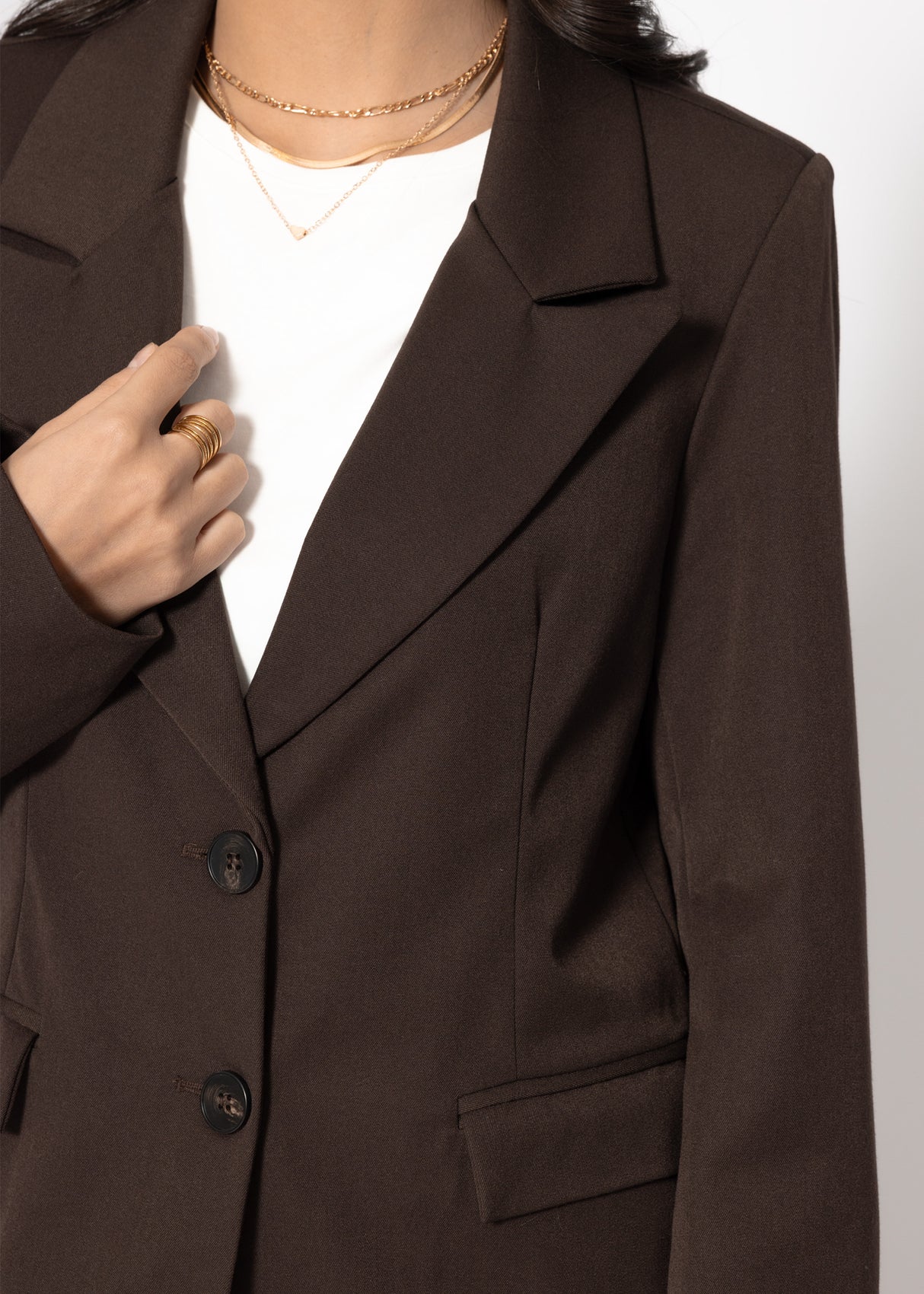 Oversized lapel blazer - brown