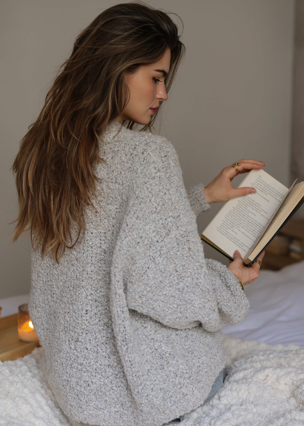 Oversize Cardigan aus Bouclé - greige
