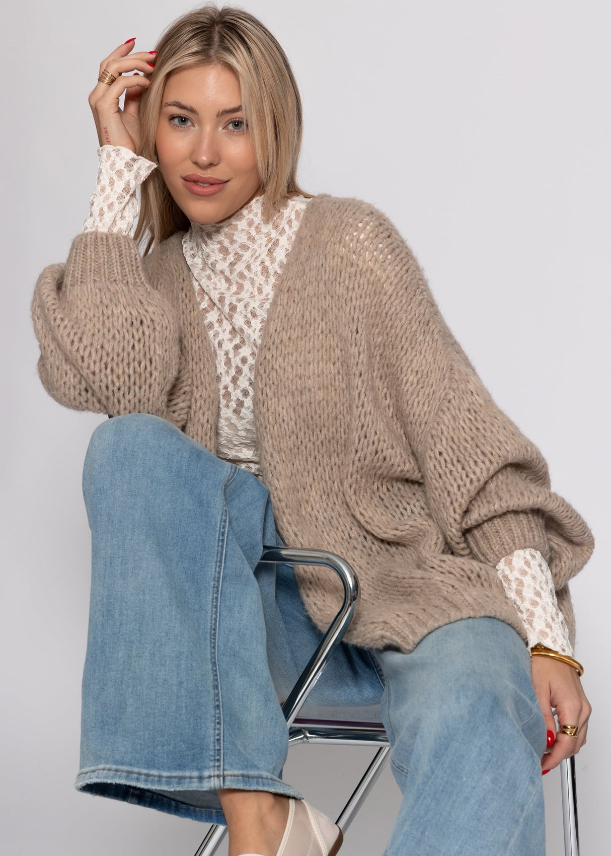 Oversized cardigan - beige