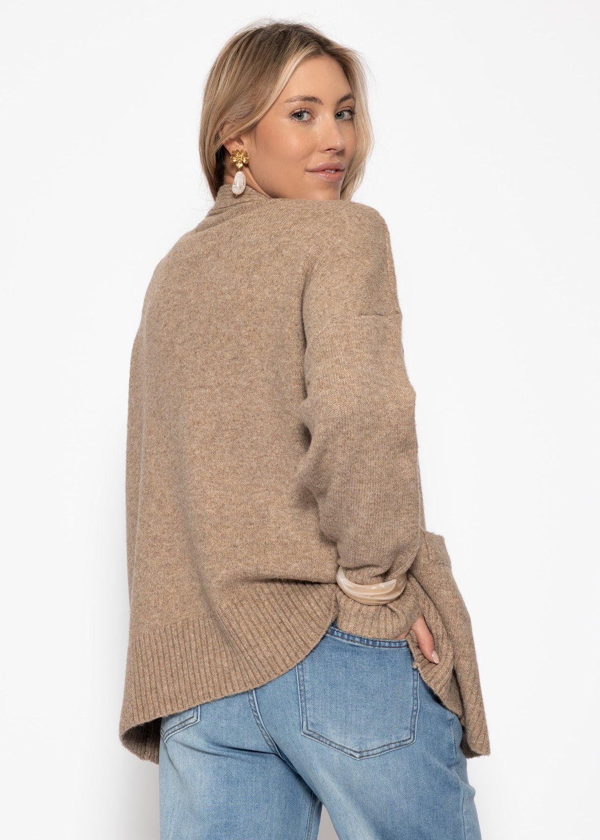 Oversize Cardigan mit Taschen - taupe