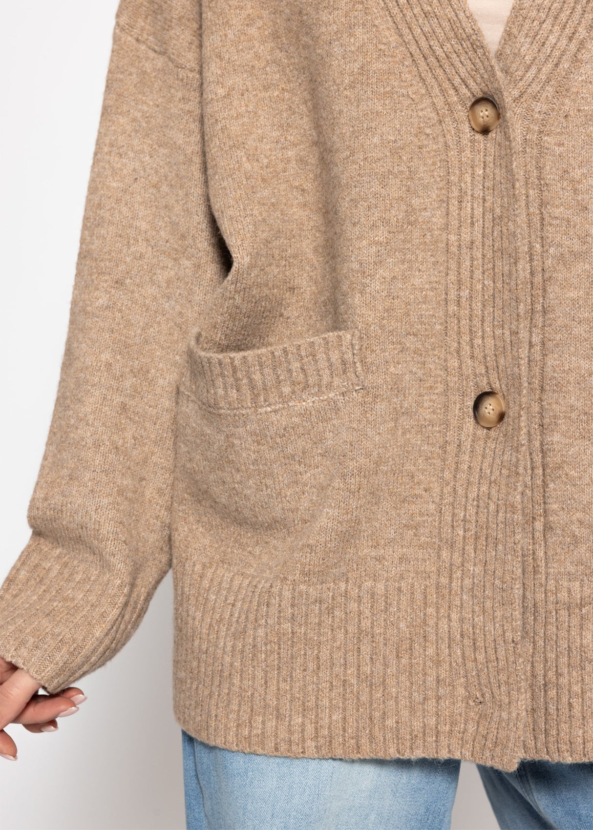 Oversize Cardigan mit Taschen - taupe