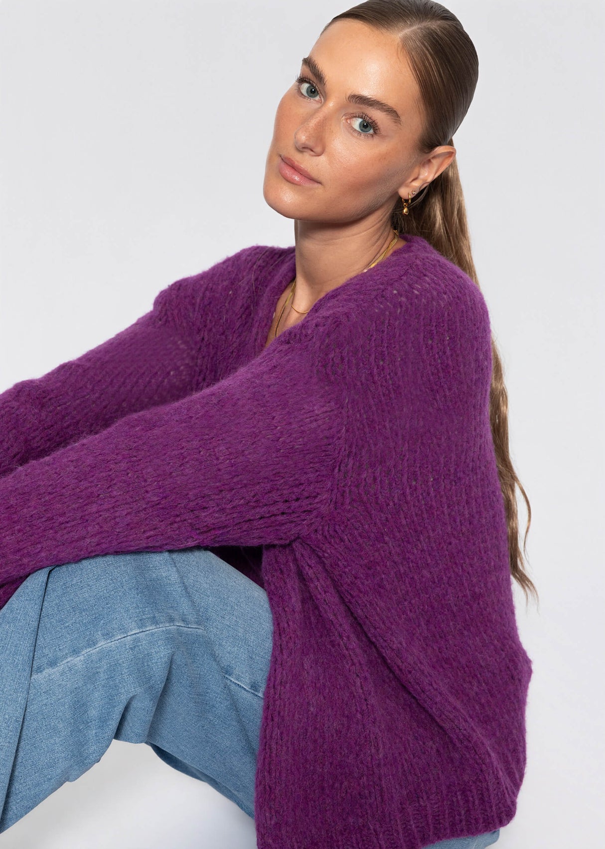 Oversize Cardigan - plum