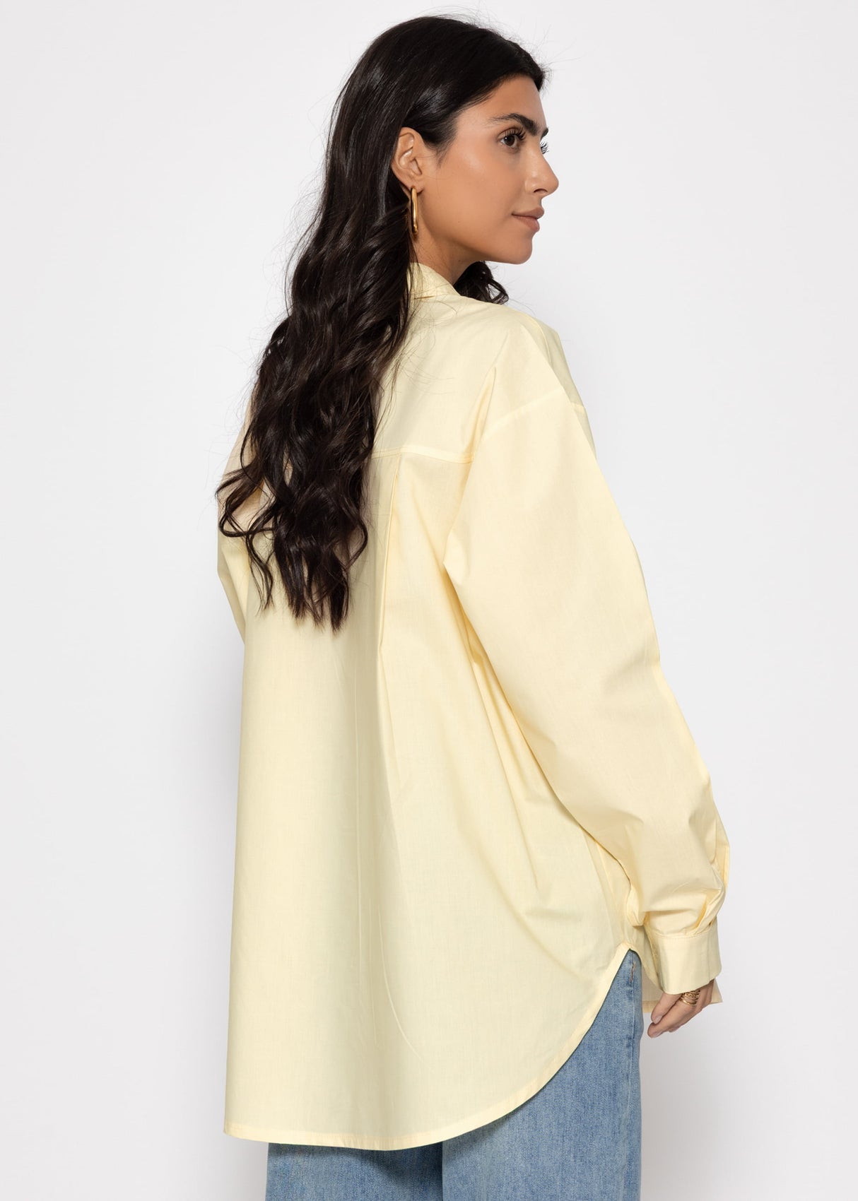 Oversize Hemdbluse mit Brusttasche - buttergelb