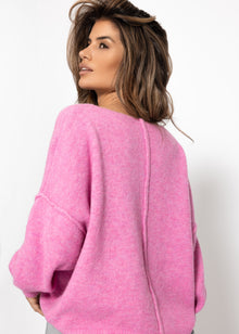 Oversized sweater with back seam - pink