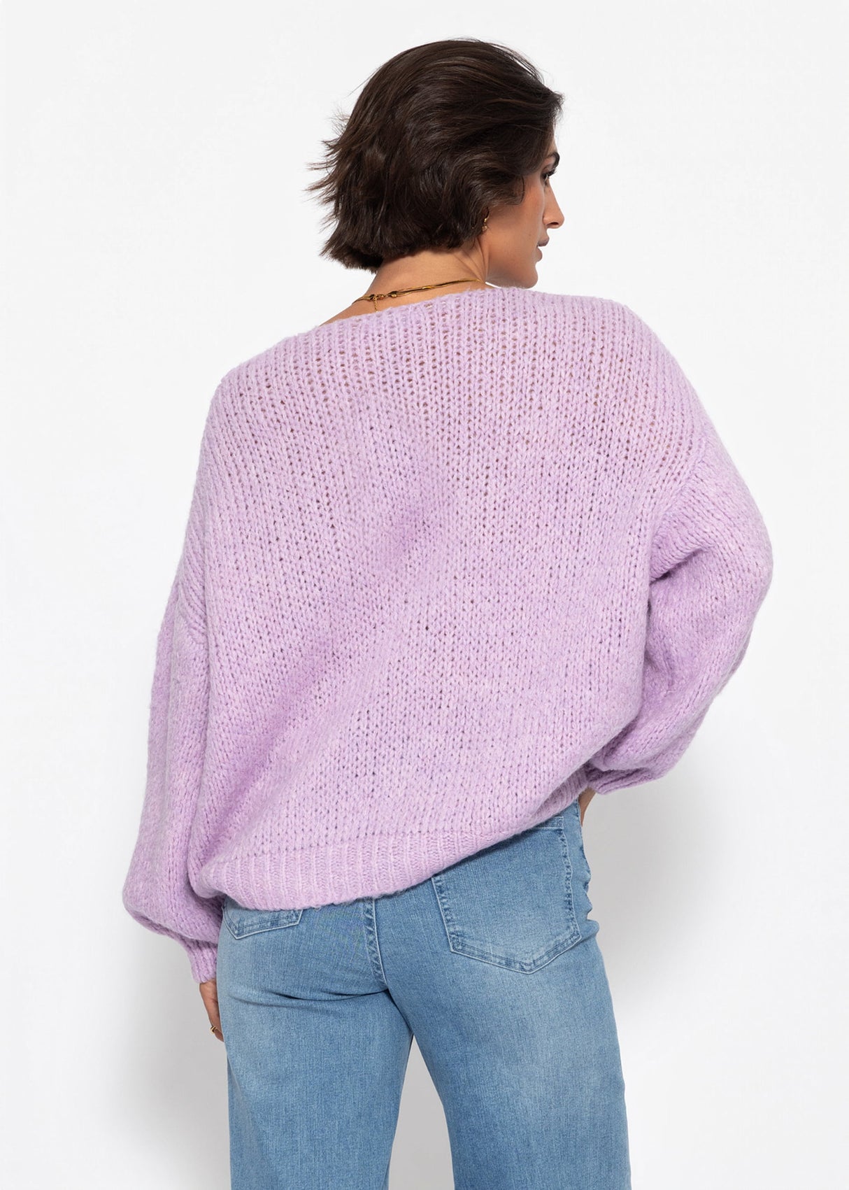 Oversize Pullover mit V-Ausschnitt - lavendel