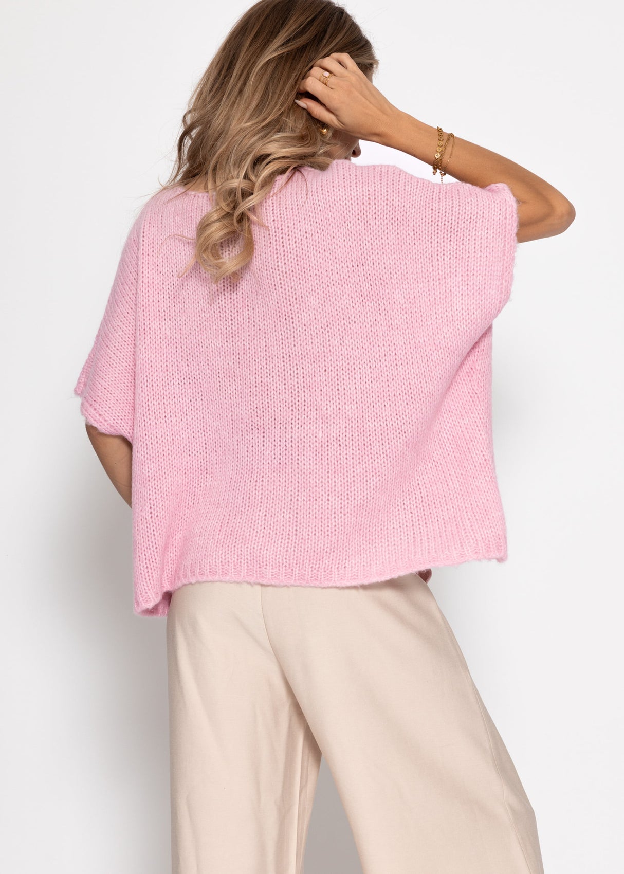 Oversize knitted vest - pink