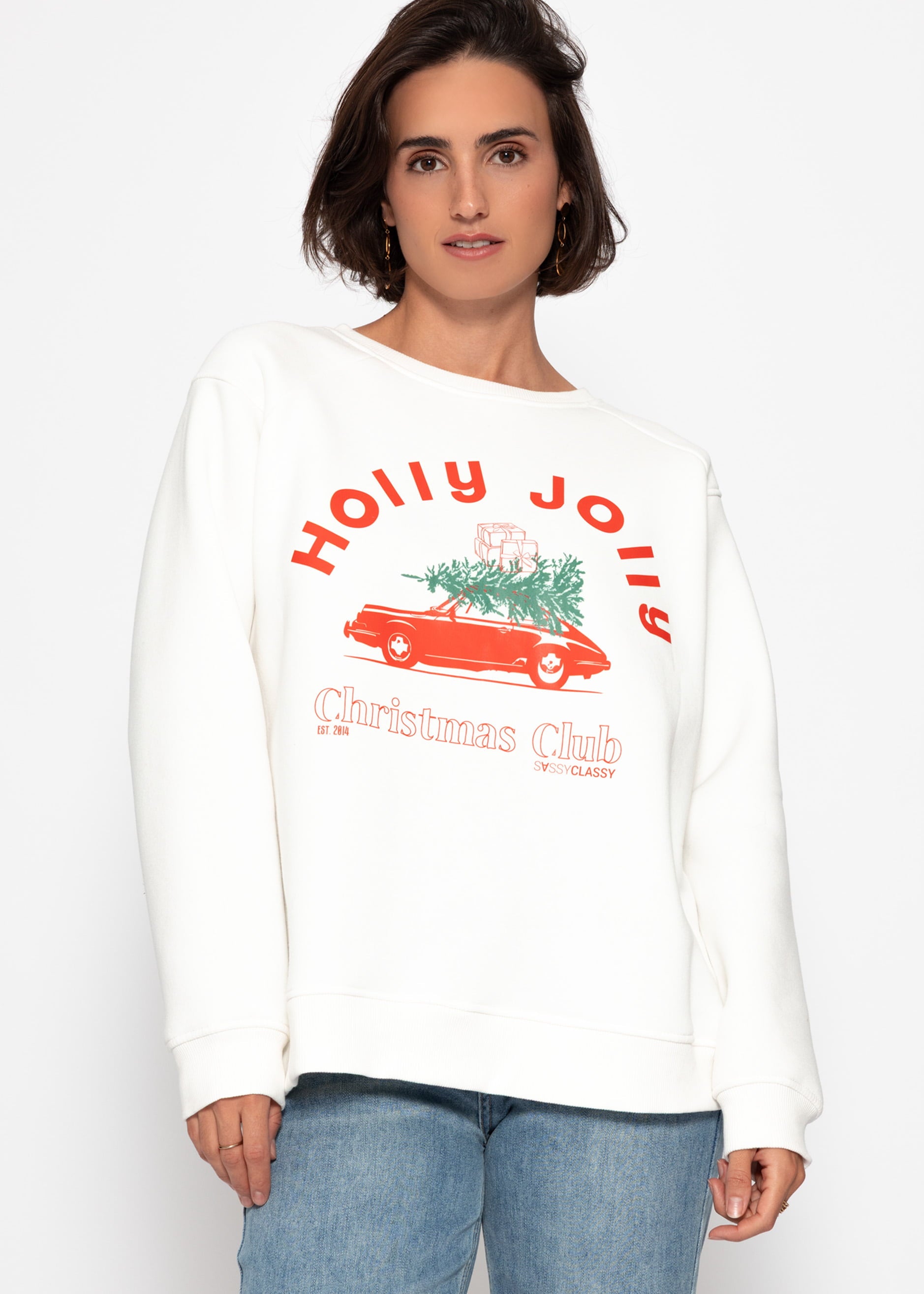 Oversized sweatshirt with X-MAS print - Off-white
