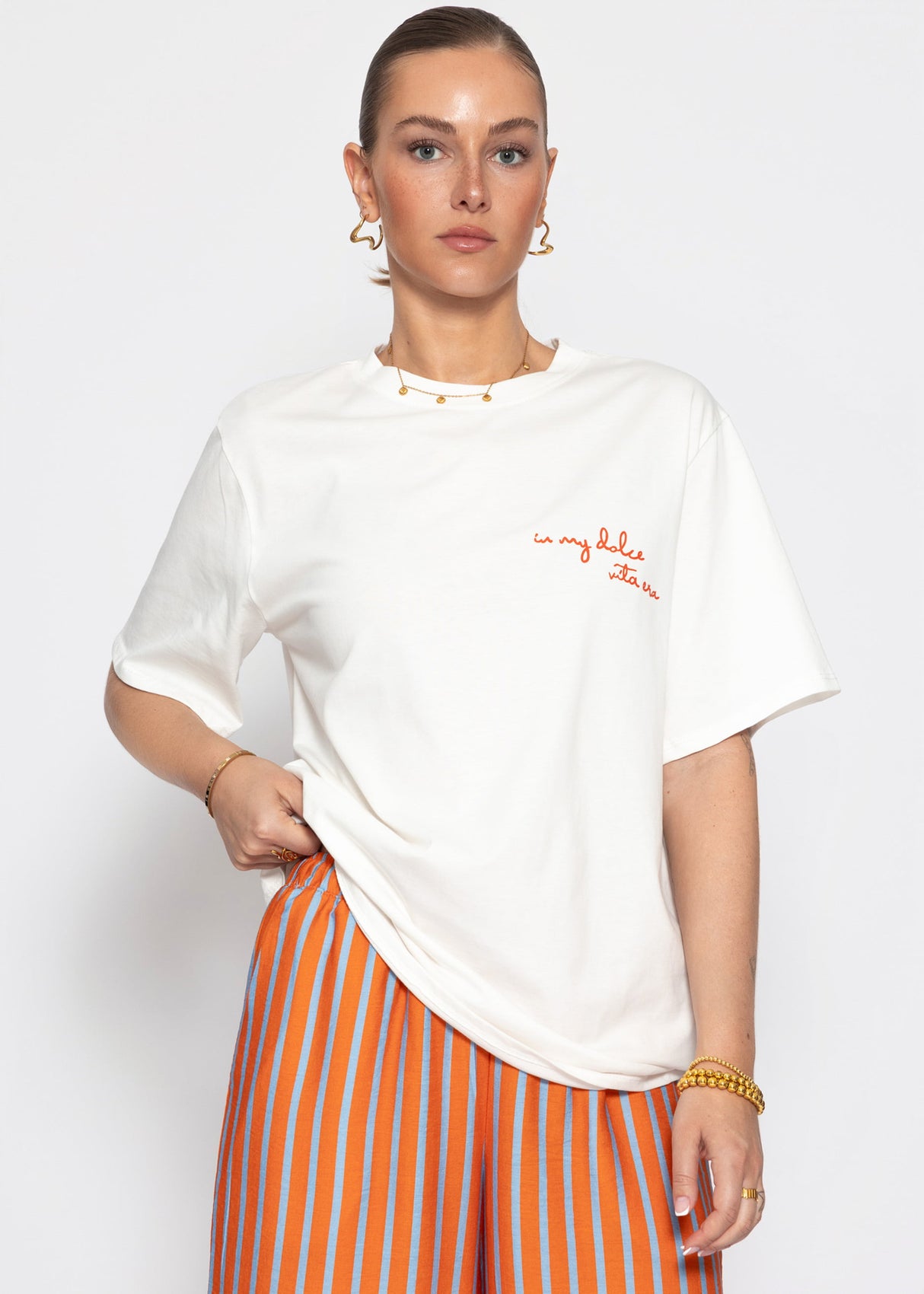 Oversize T-Shirt mit Druck - weiß
