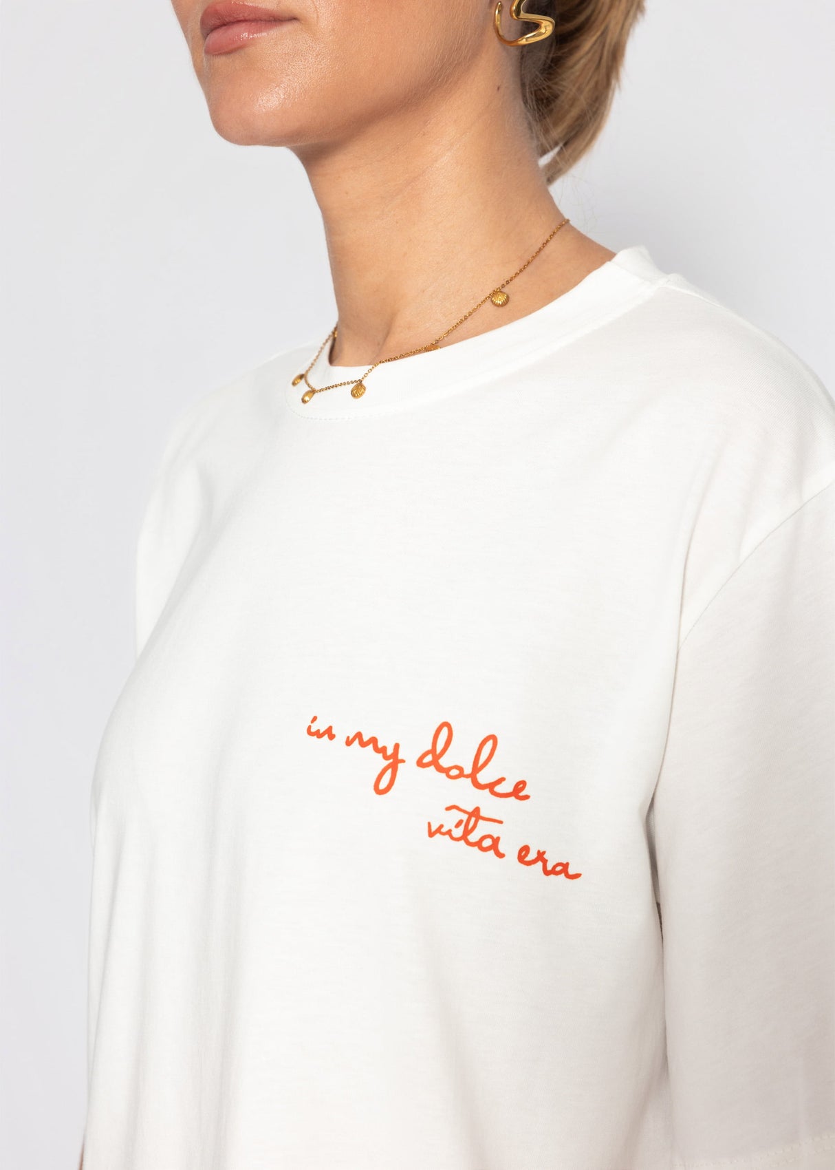 Oversize T-Shirt mit Druck - weiß