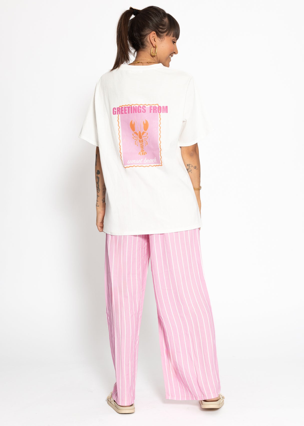 Oversize T-Shirt mit Print - weiß