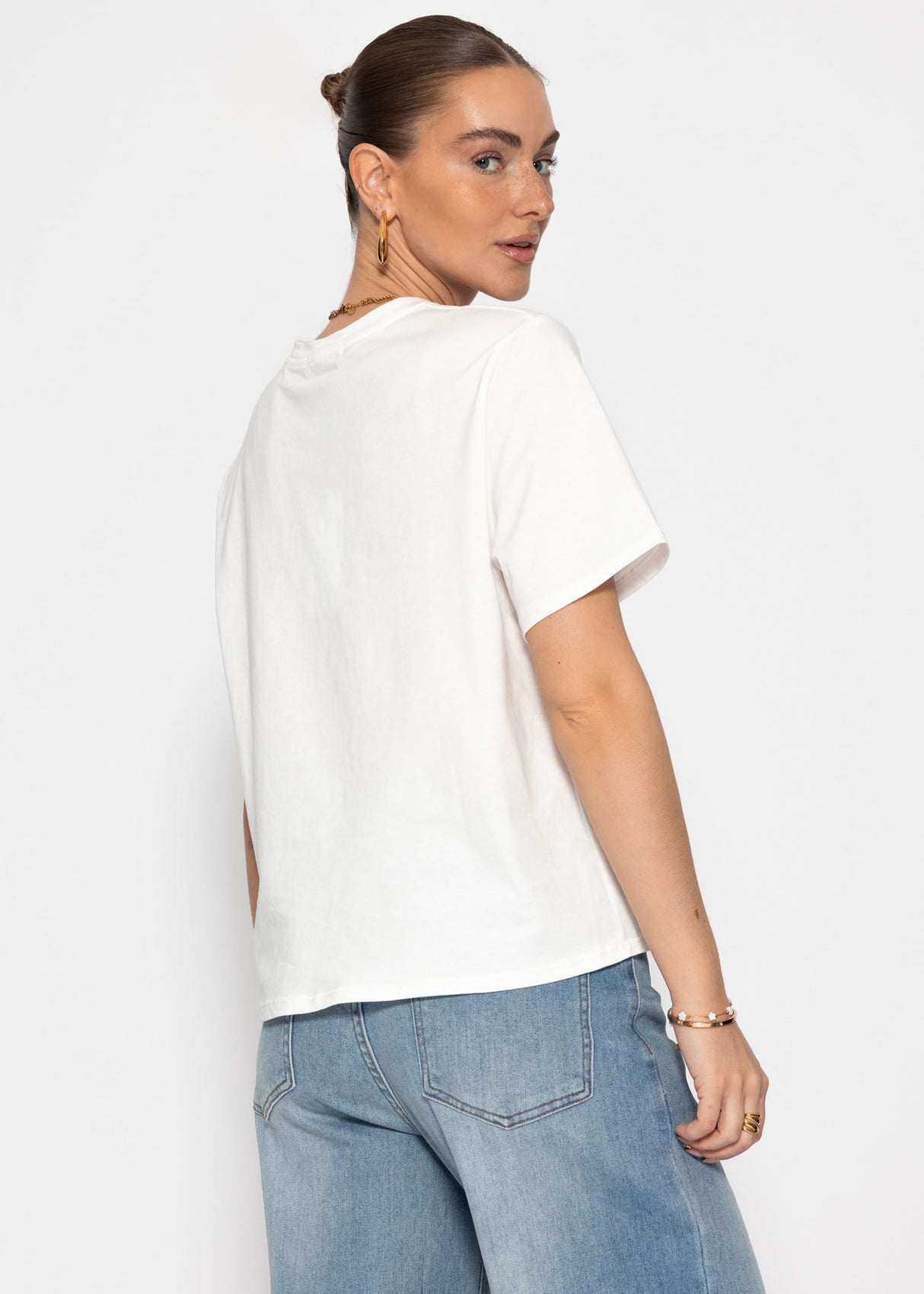 Oversize T-Shirt mit "BISOU" Print - offwhite