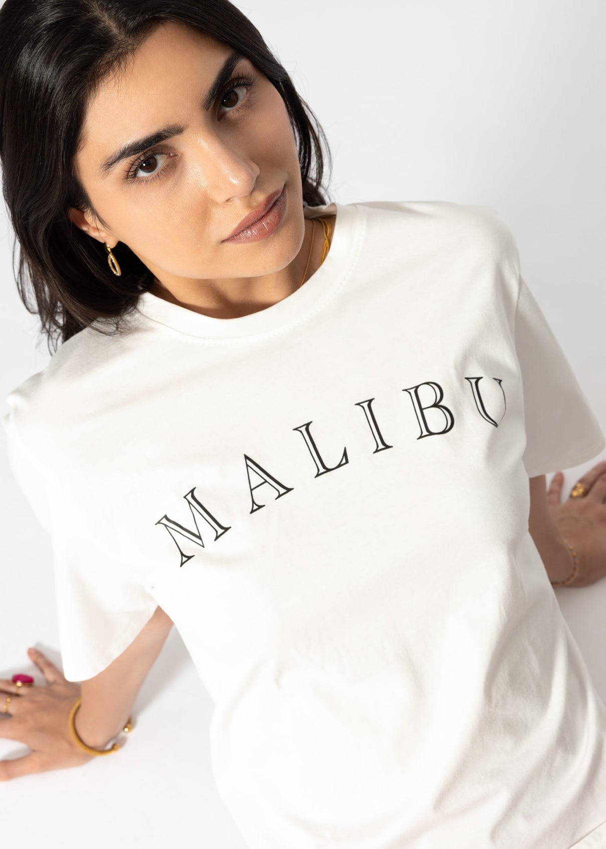 Oversize T-shirt with MALIBU print - off-white