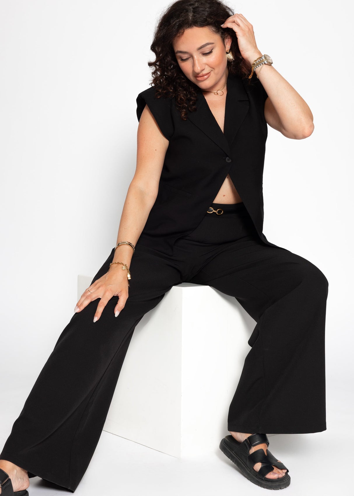 Oversize Weste - schwarz